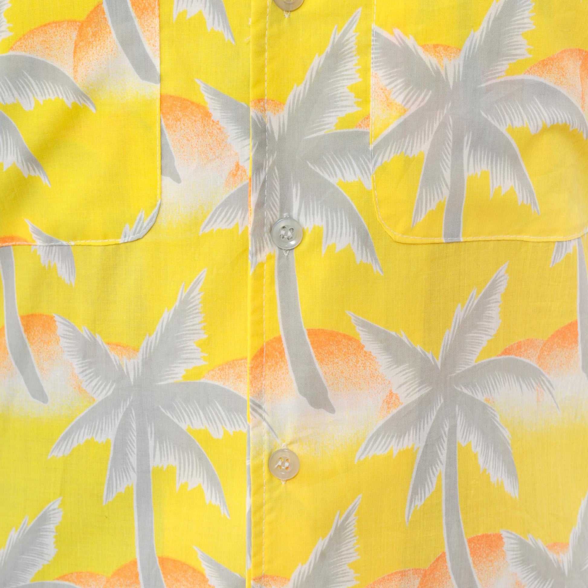 80s Tropicana Hawaiian Shirt Yellow Palm Tree Orange White Small