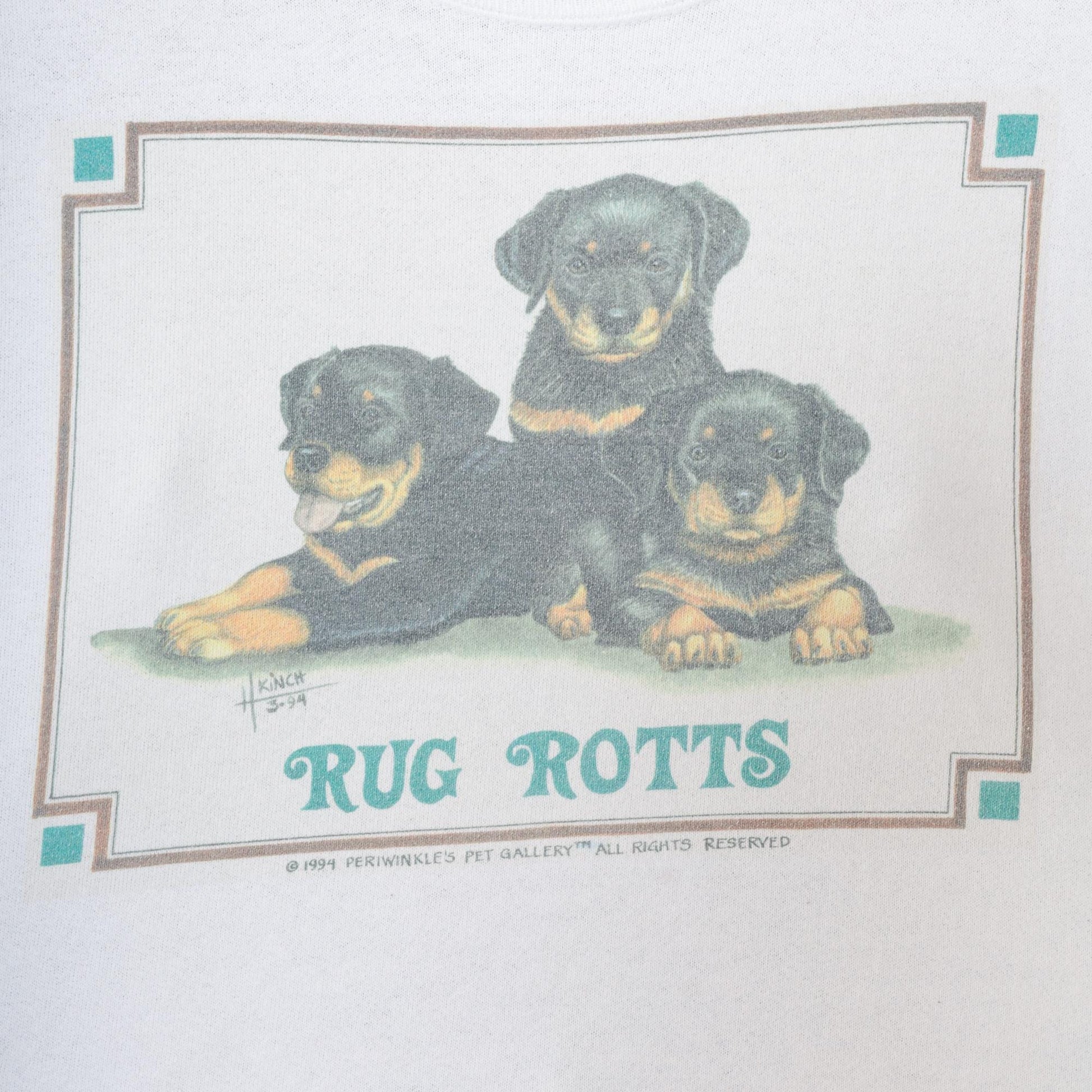 90s Rottweiler Puppies Graphic Sweatshirt White Jerzees Crewneck Extra Large XL