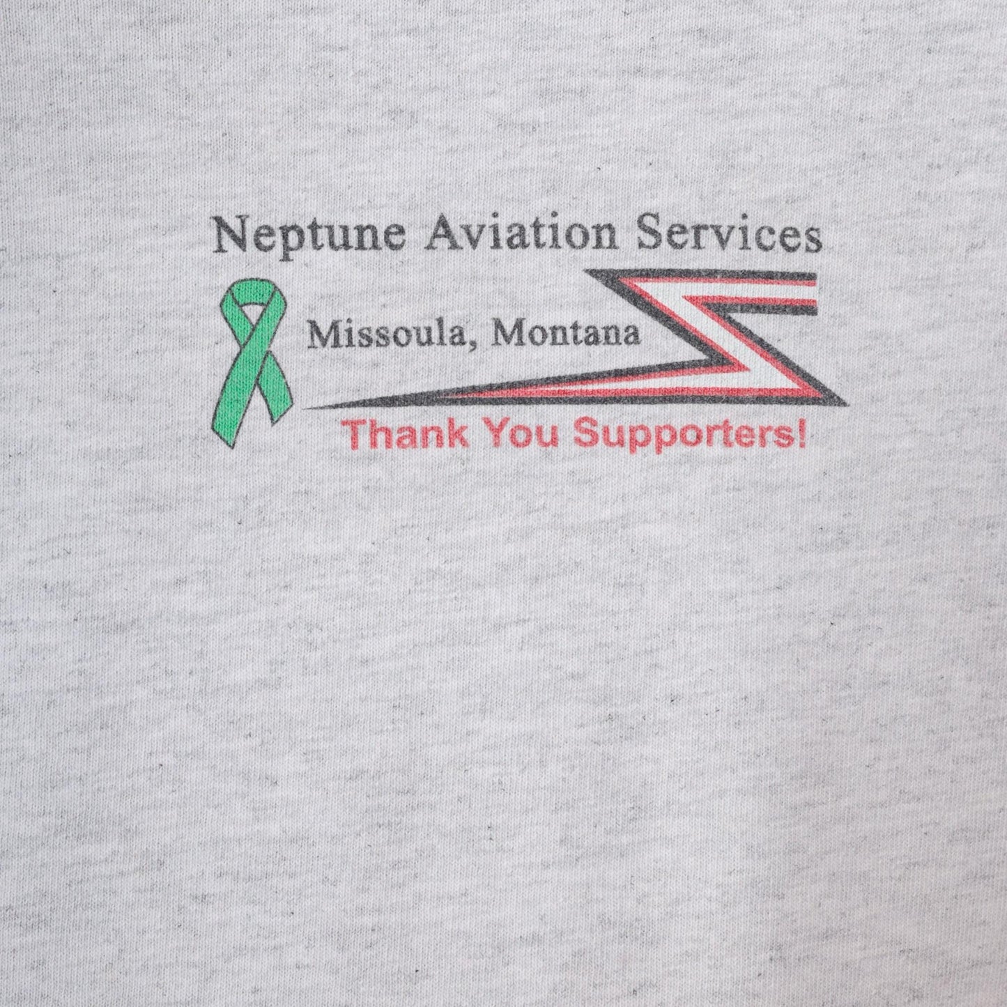 Y2K Neptune Aviation Services Missoula Montana Graphic Tee Grey Large L