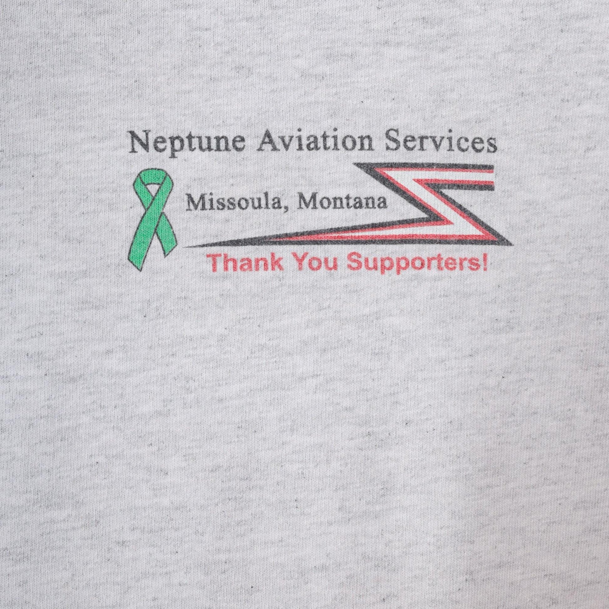Y2K Neptune Aviation Services Missoula Montana Graphic Tee Grey Large L