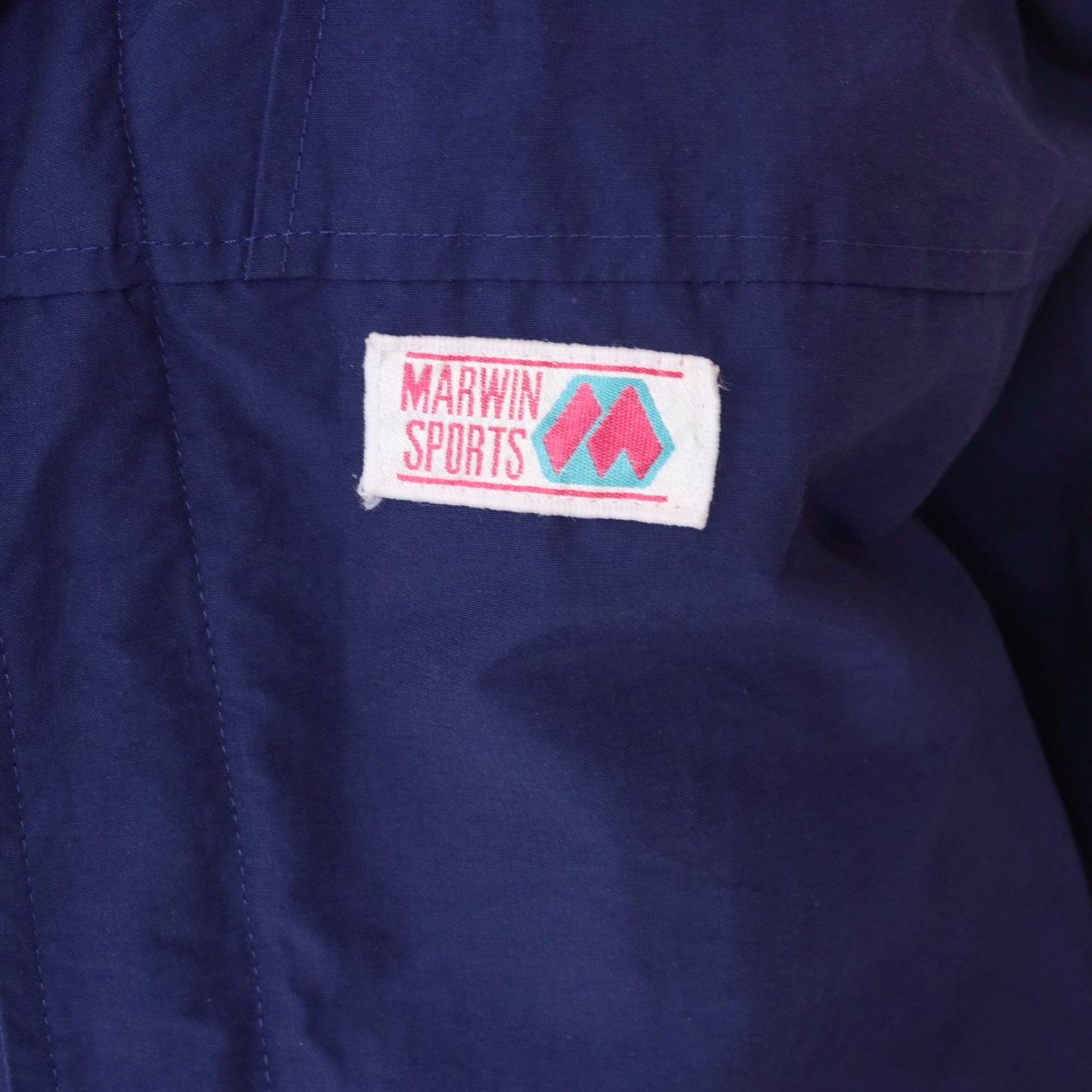 80s Marwin Sports Colorblock Windbreaker Hooded Jacket Blue Small