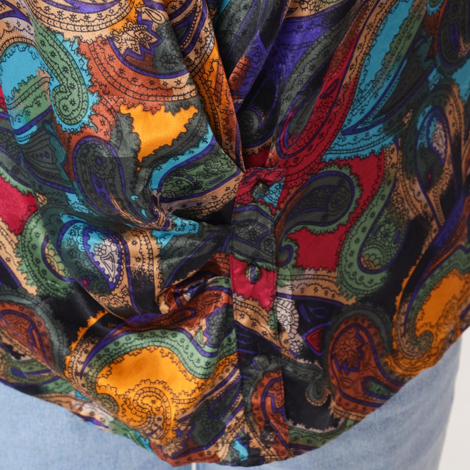 90s Nicola Paisley Wrap Blouse Multicolor Long Sleeve Large L