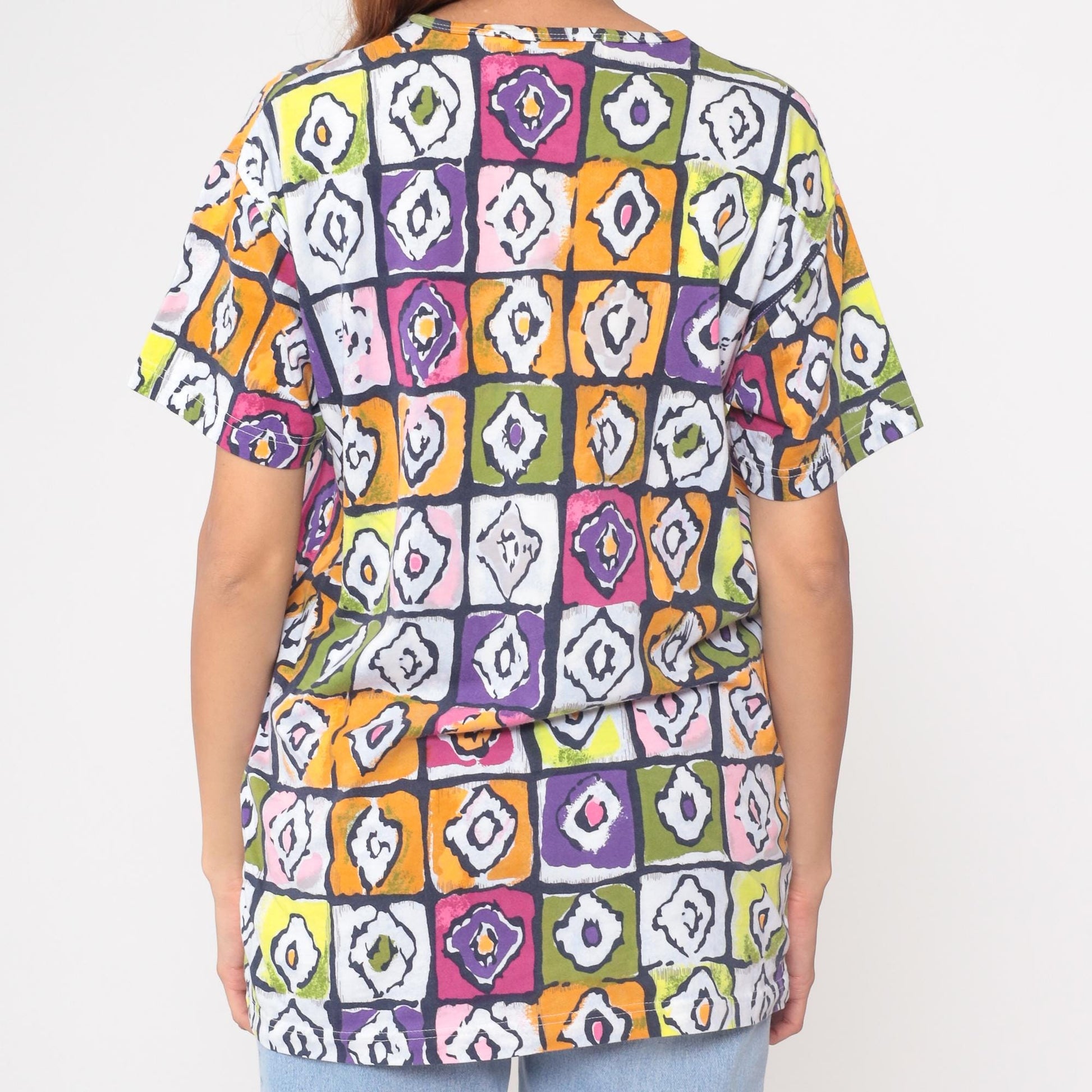 Y2K Bechamel Geometric Mosaic Cotton Tunic Multicolor Small S