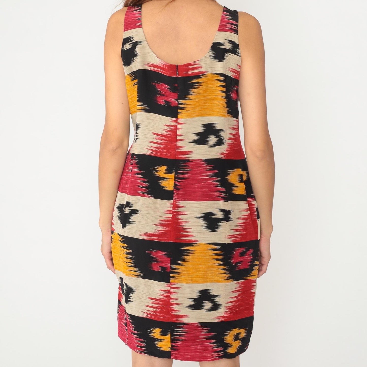 Y2K Jones New York Ikat Stripe Sleeveless Dress Knee Length Large L