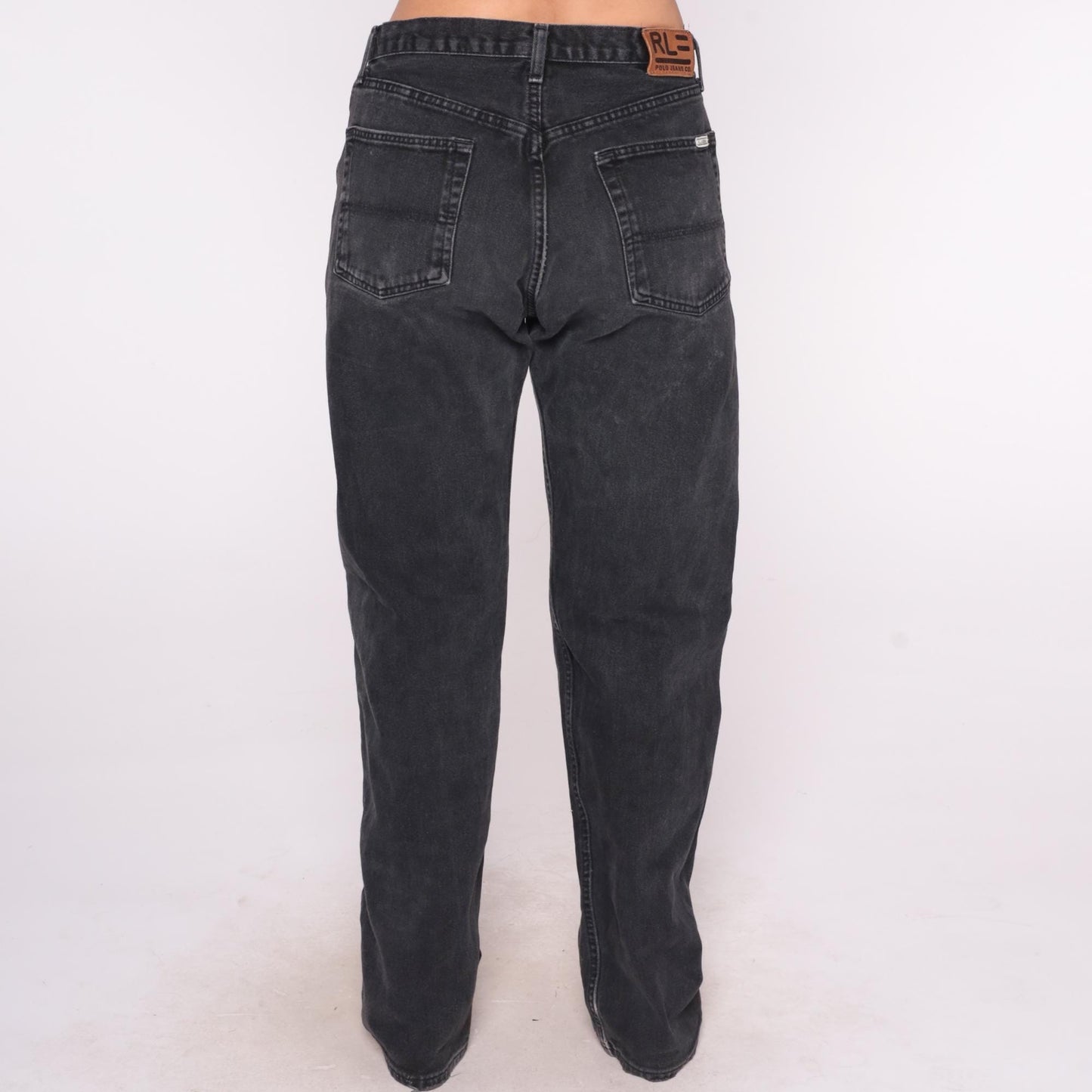 Ralph Lauren Y2K Black Denim Straight Leg Jeans 34 Waist Large