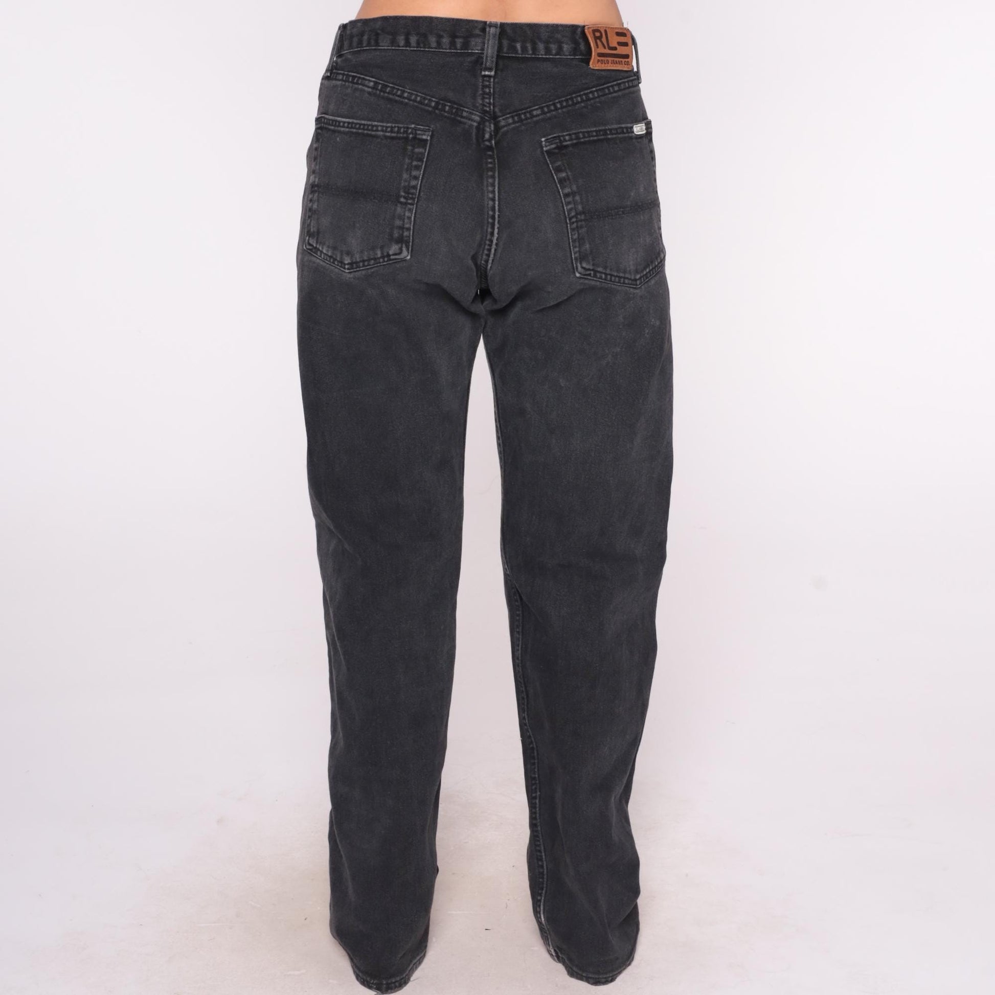 Ralph Lauren Y2K Black Denim Straight Leg Jeans 34 Waist Large