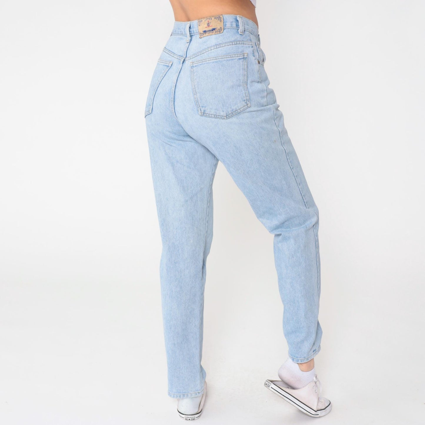 90s Light Blue High-Waisted Straight Leg Jeans Cotton Denim Medium