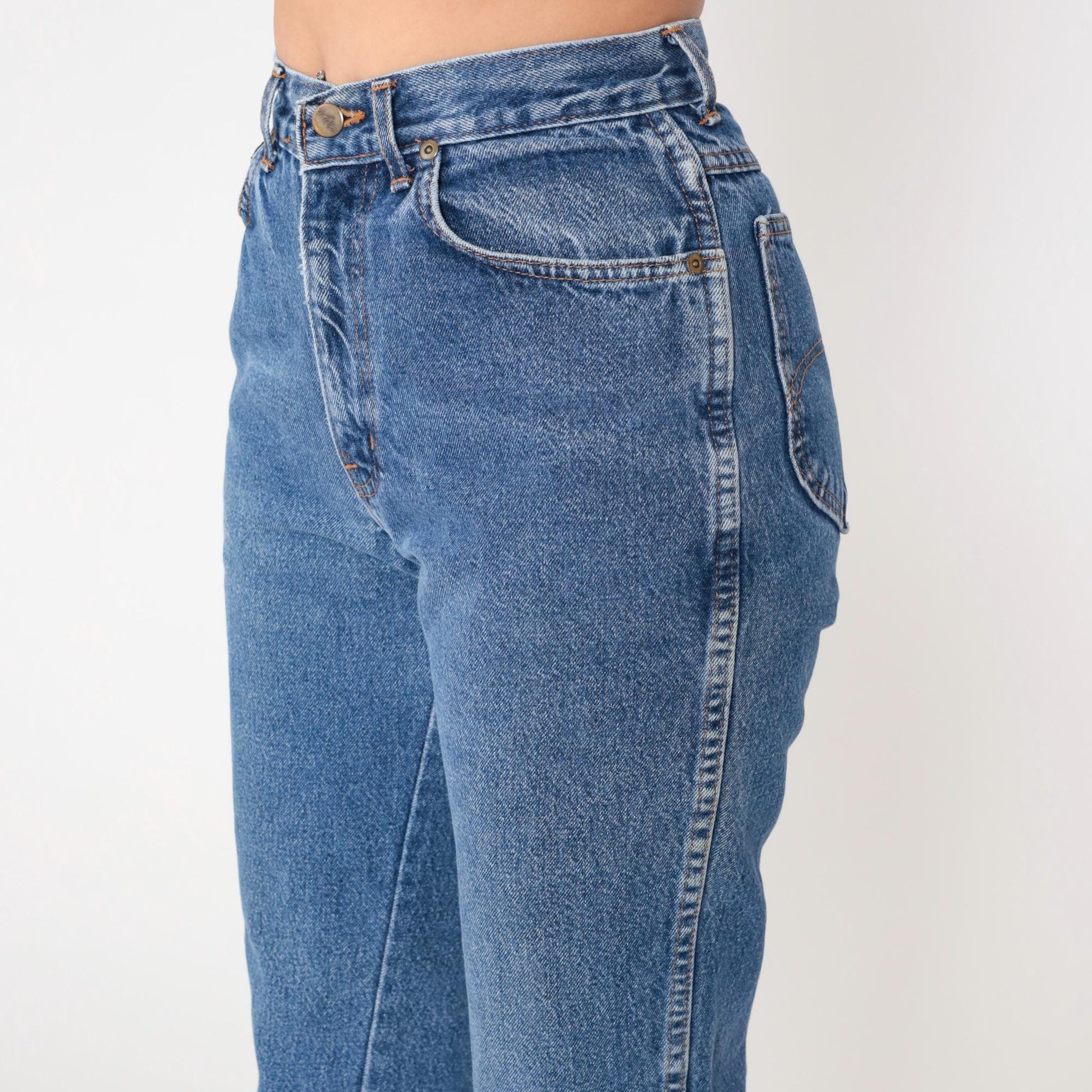 90s Chic High-Waisted Straight Leg Jeans Medium Blue Denim Medium M