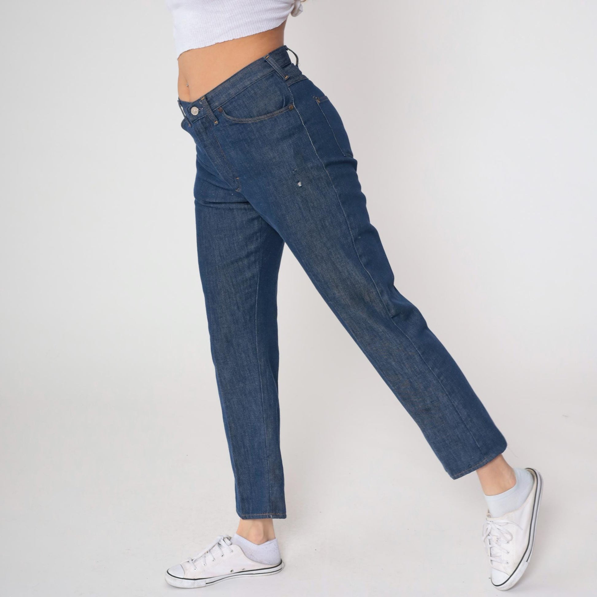 80s High Rise Straight Leg Blue Denim Jeans Medium Wash Medium M