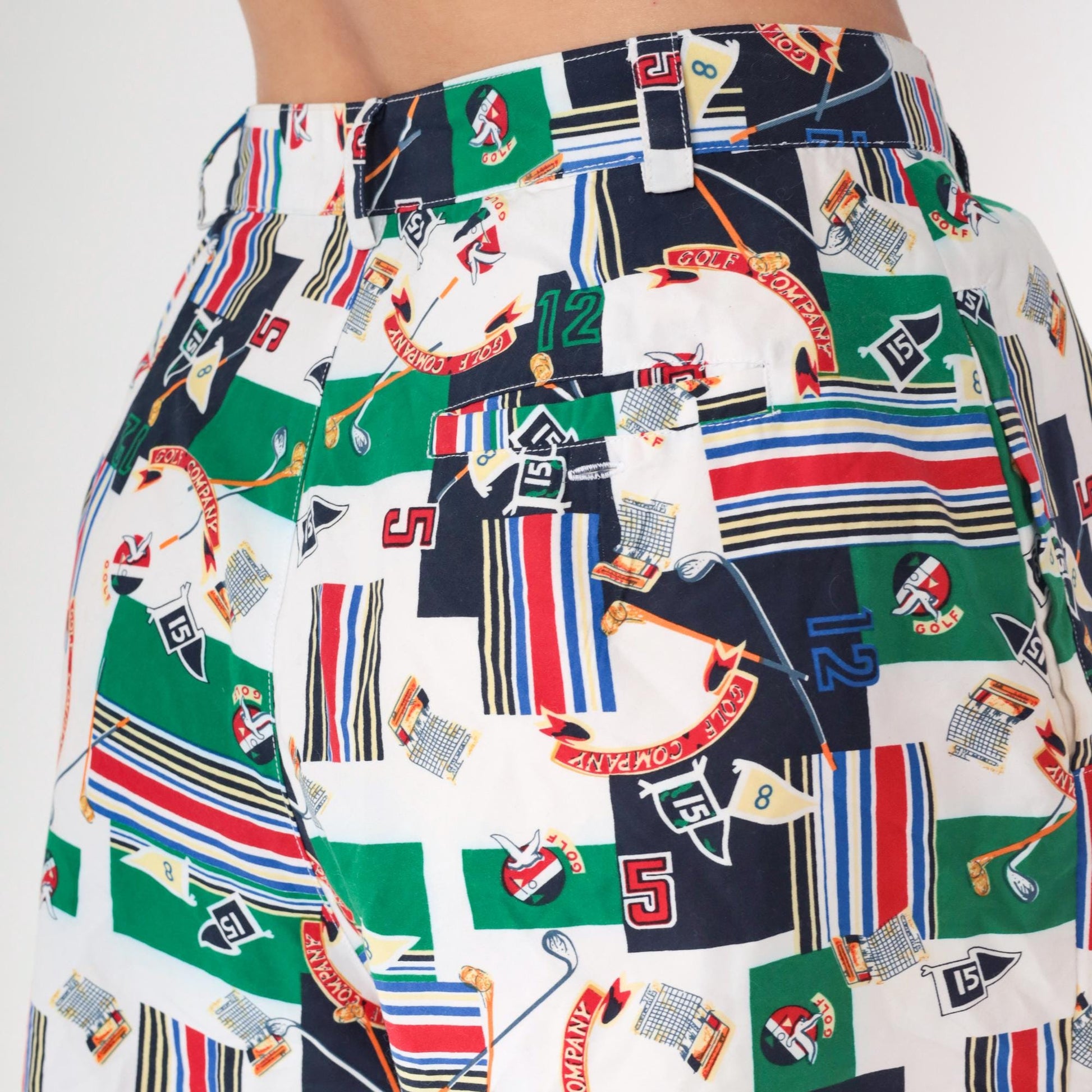 Y2K Payne Stewart Golf Shorts High Waisted Pleated Wide Leg Large L