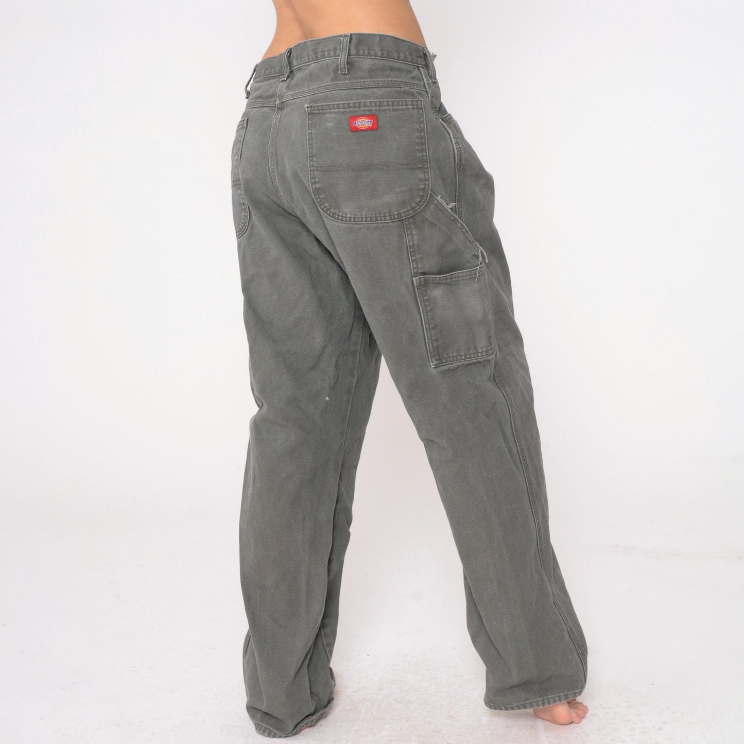 90s Dickies Carpenter Pants Grey Utility Workwear 38x32