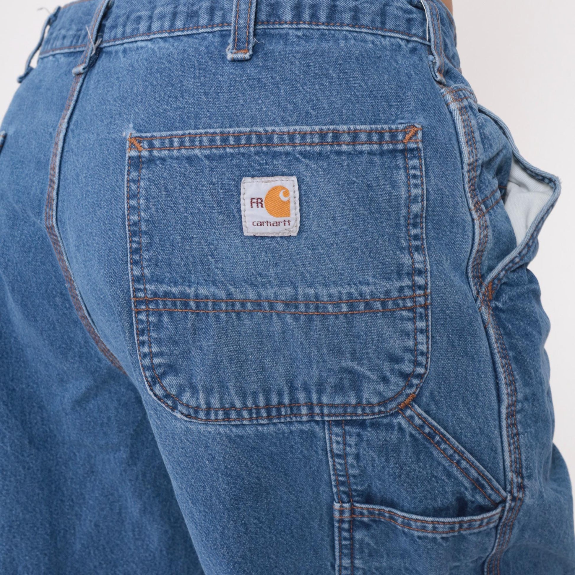 Carhartt Y2K Medium Wash Carpenter Jeans Blue Denim Cargo Straight Leg Extra Large