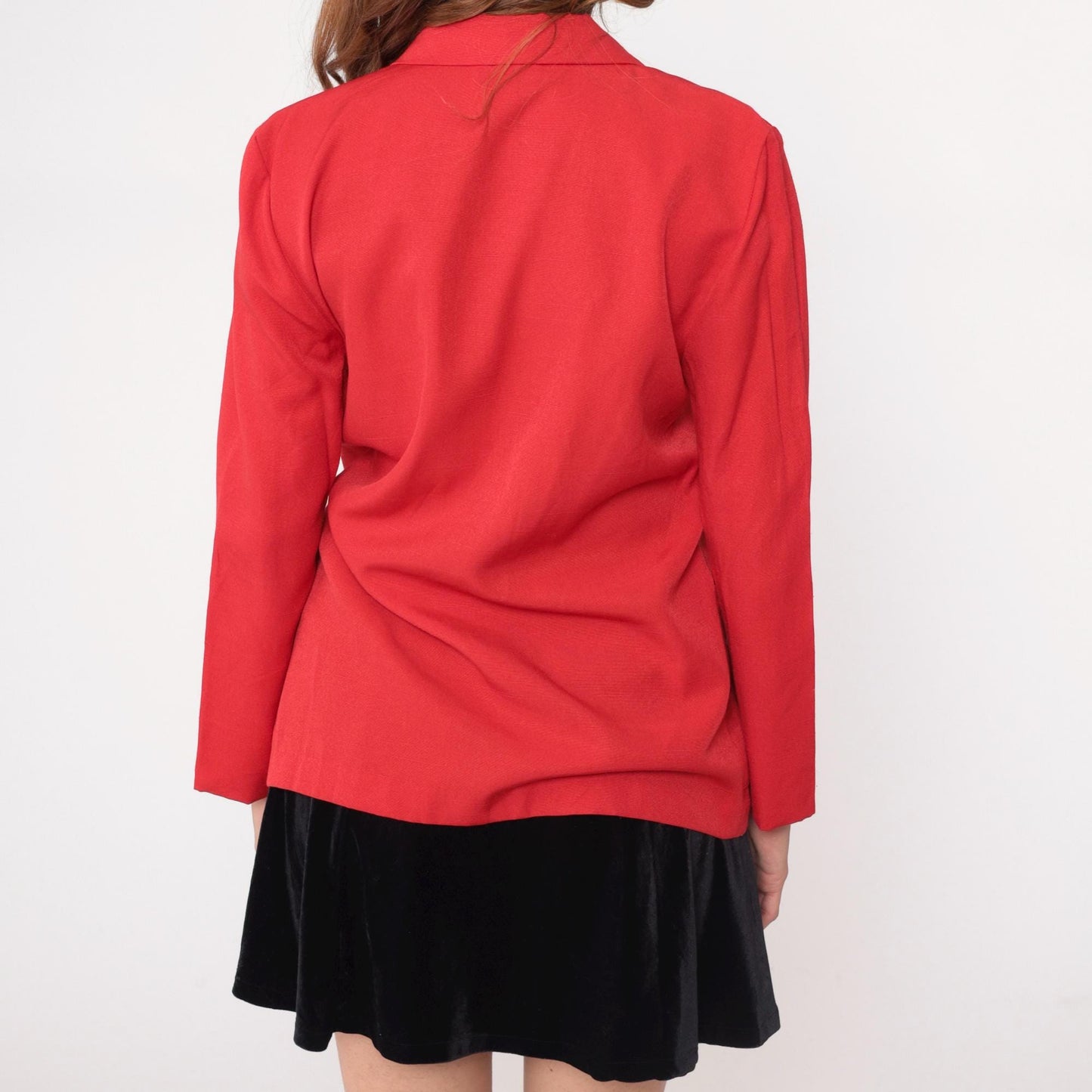 90s Cristin Stevens Coral Blazer Single Gold Button Notched Lapel Small S