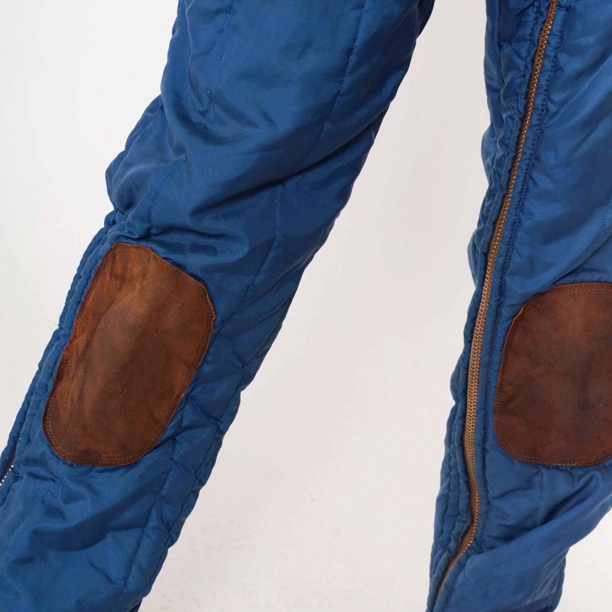 70s Polarware Ski Suit Blue Snowsuit Fur Hood American Flag Mens Medium