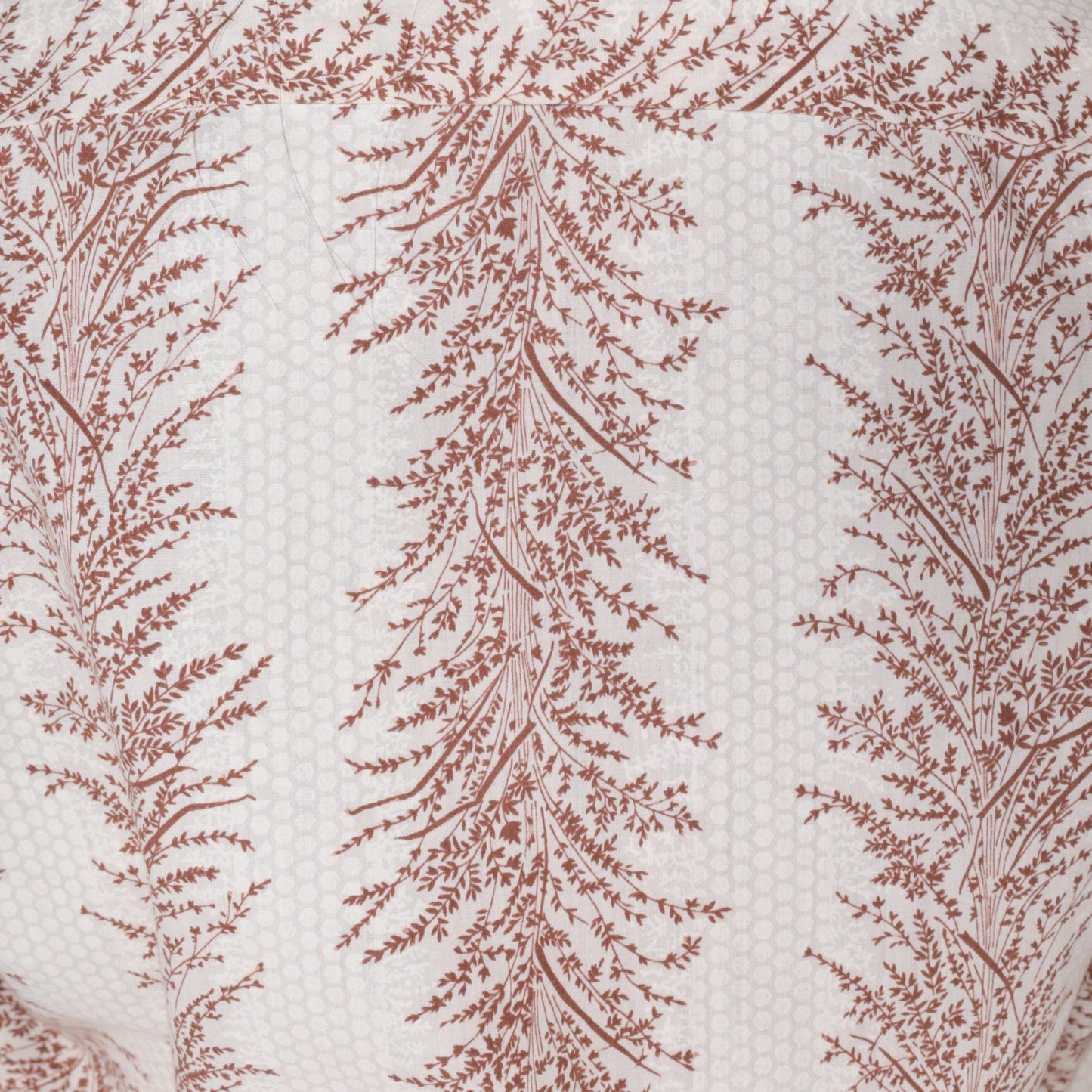 70s Jandy Place Fern Print Button-Up Blouse Cream Brown Short Sleeve Small
