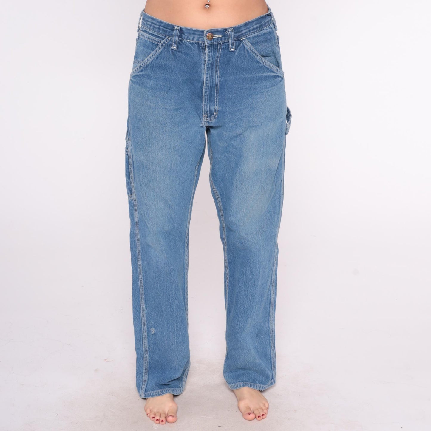 90s Reed Carpenter Jeans Blue Denim High Rise Straight Leg 33x32