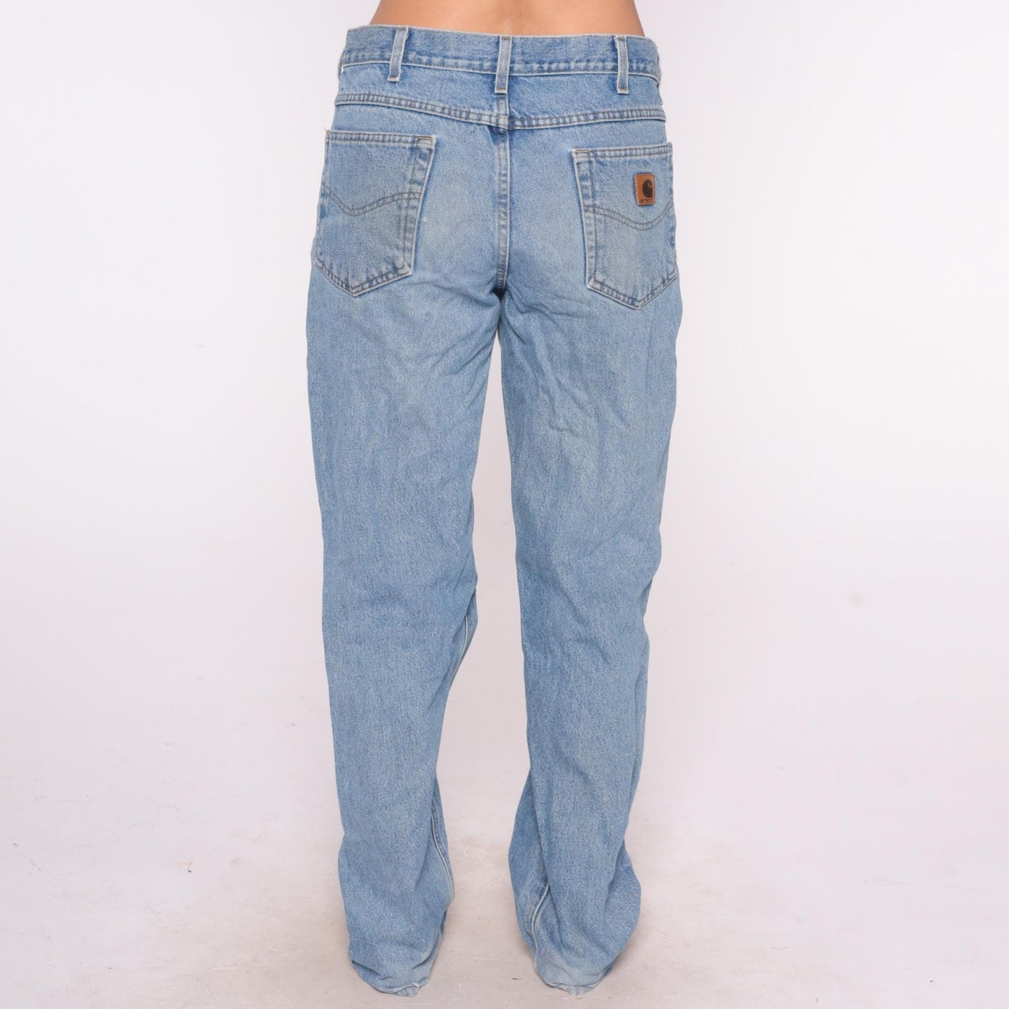 90s Carhartt Denim Jeans Light Blue Distressed Paint Splatter 34x34