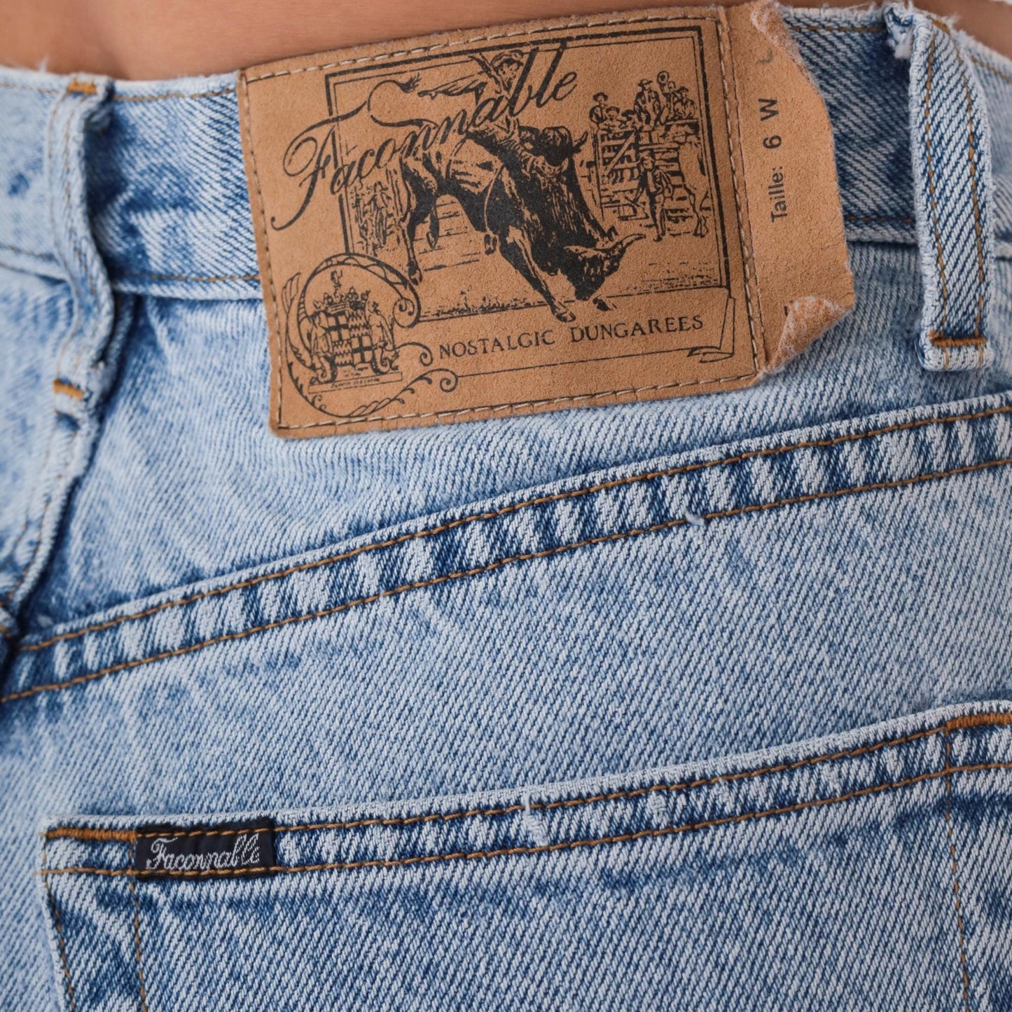 90s Faconnable Goldberg Light Wash High Rise Mom Jeans Tapered Ankle Small