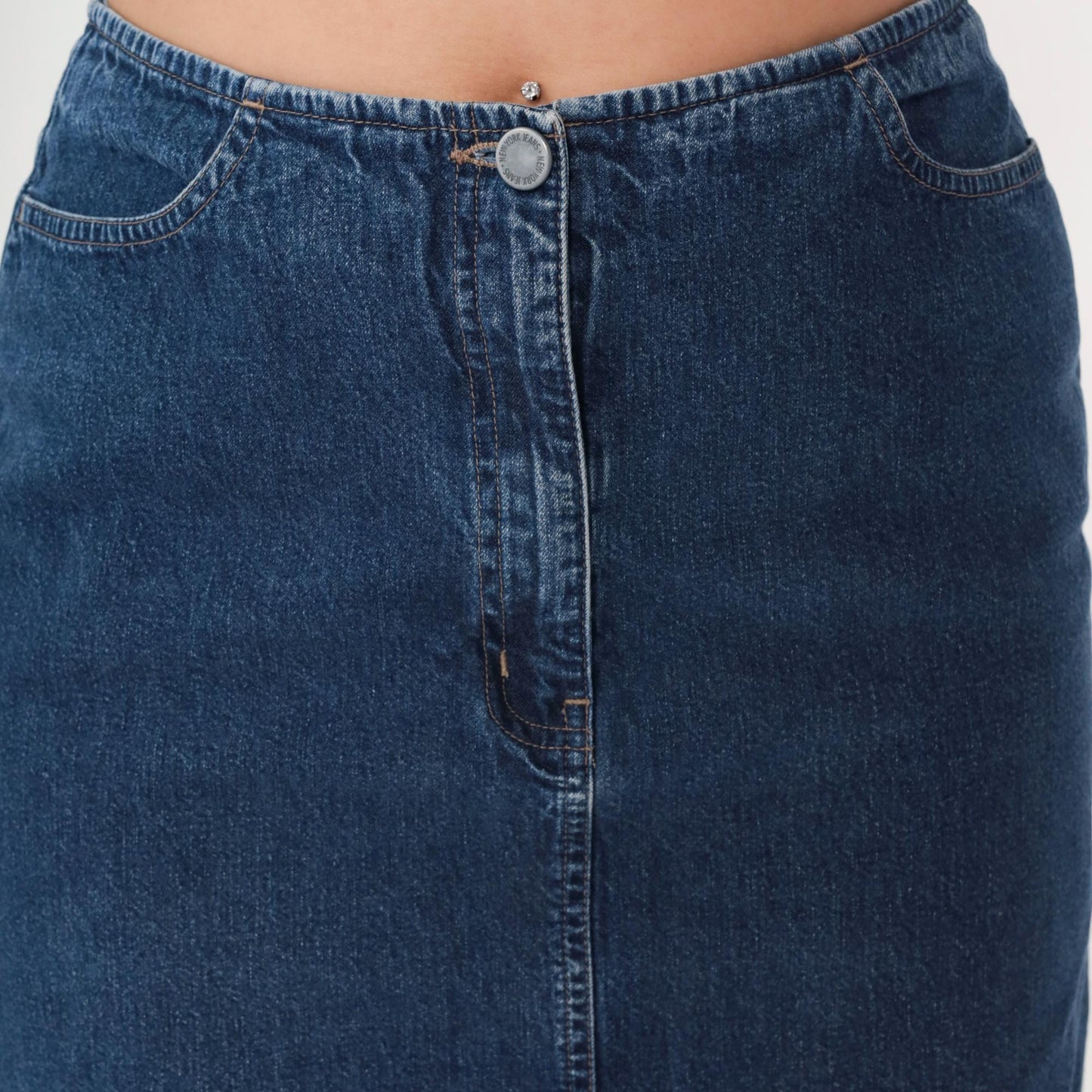90s NY Jeans Denim Mini Skirt Blue Five-Pocket Small S