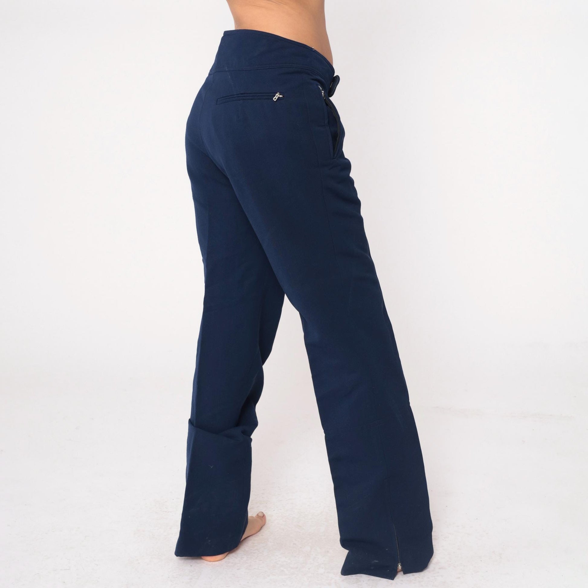 Bogner 80s Navy Wool Ski Pants High Rise Straight Leg Zippered Pockets Large