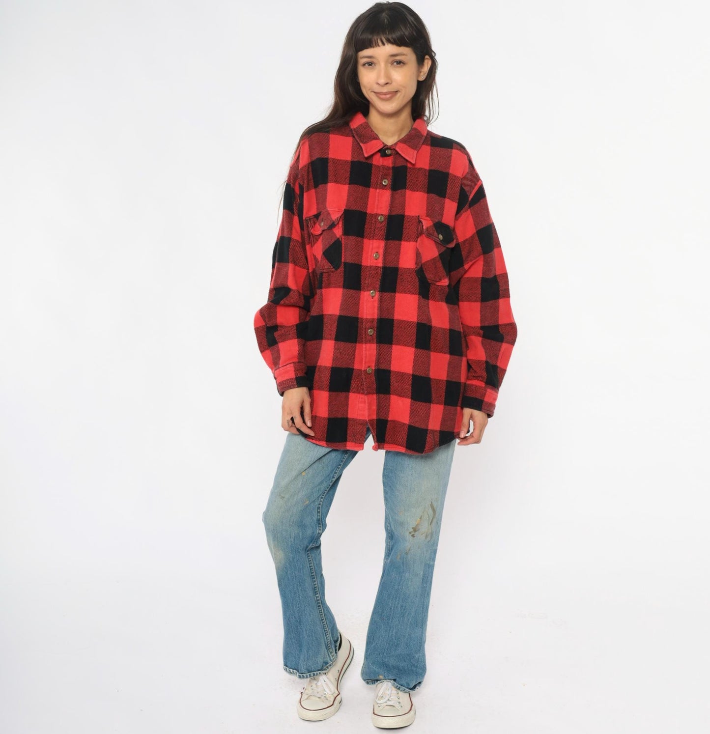 90s Redhead Buffalo Plaid Flannel Shirt Red Black Plus Size XXL