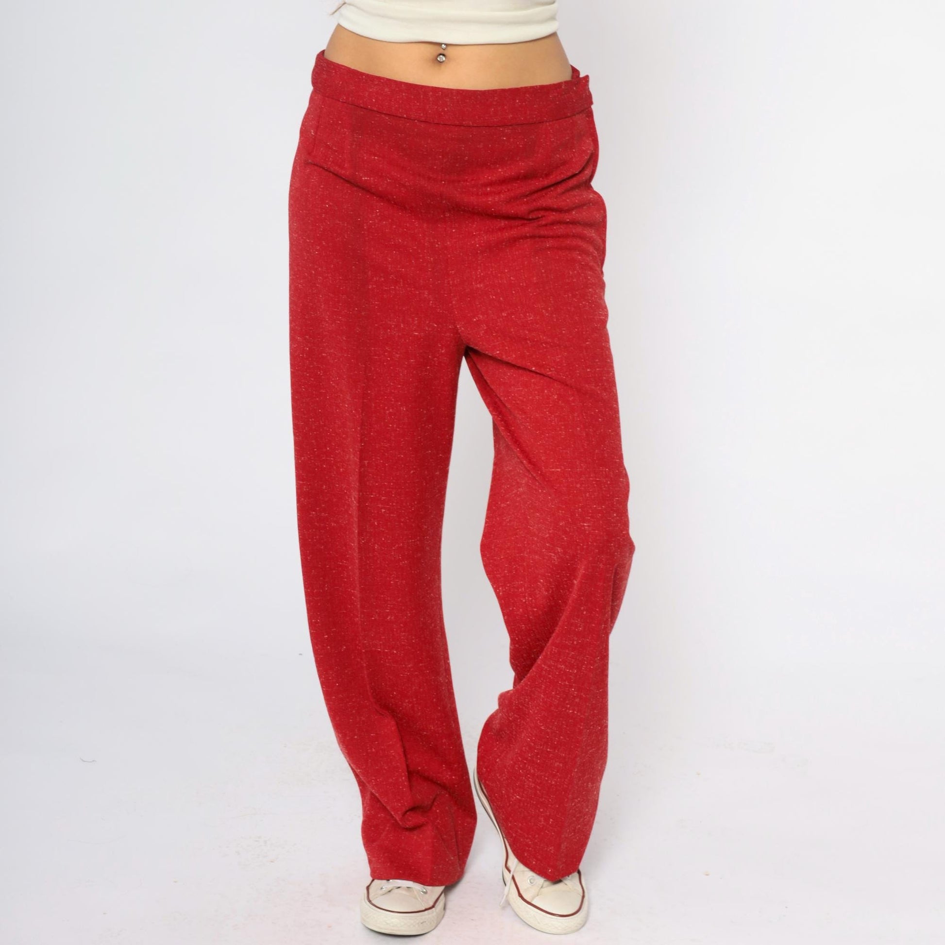 70s Burgundy Wide Leg Palazzo Pants High Waisted Flared Medium M