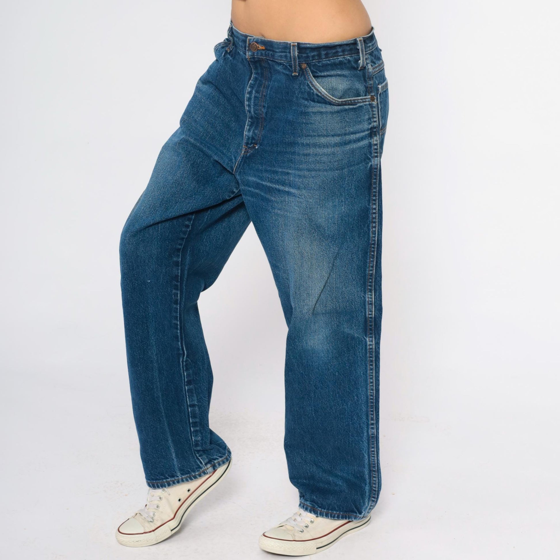 Dickies Y2K Medium Wash Denim Jeans Straight Leg Red Patch XXL