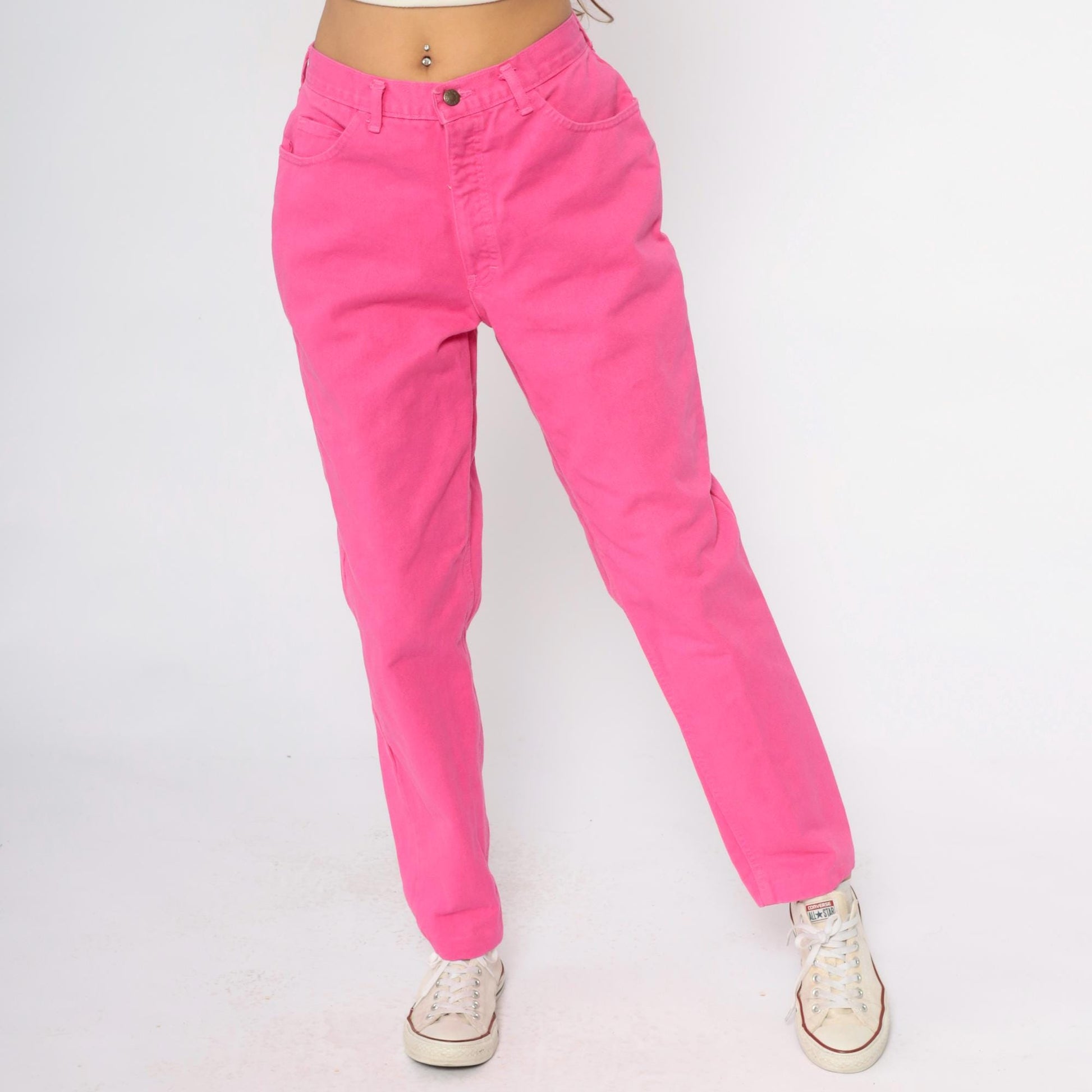 90s Moda Intl Hot Pink High Rise Straight Leg Jeans Cotton Denim Large L