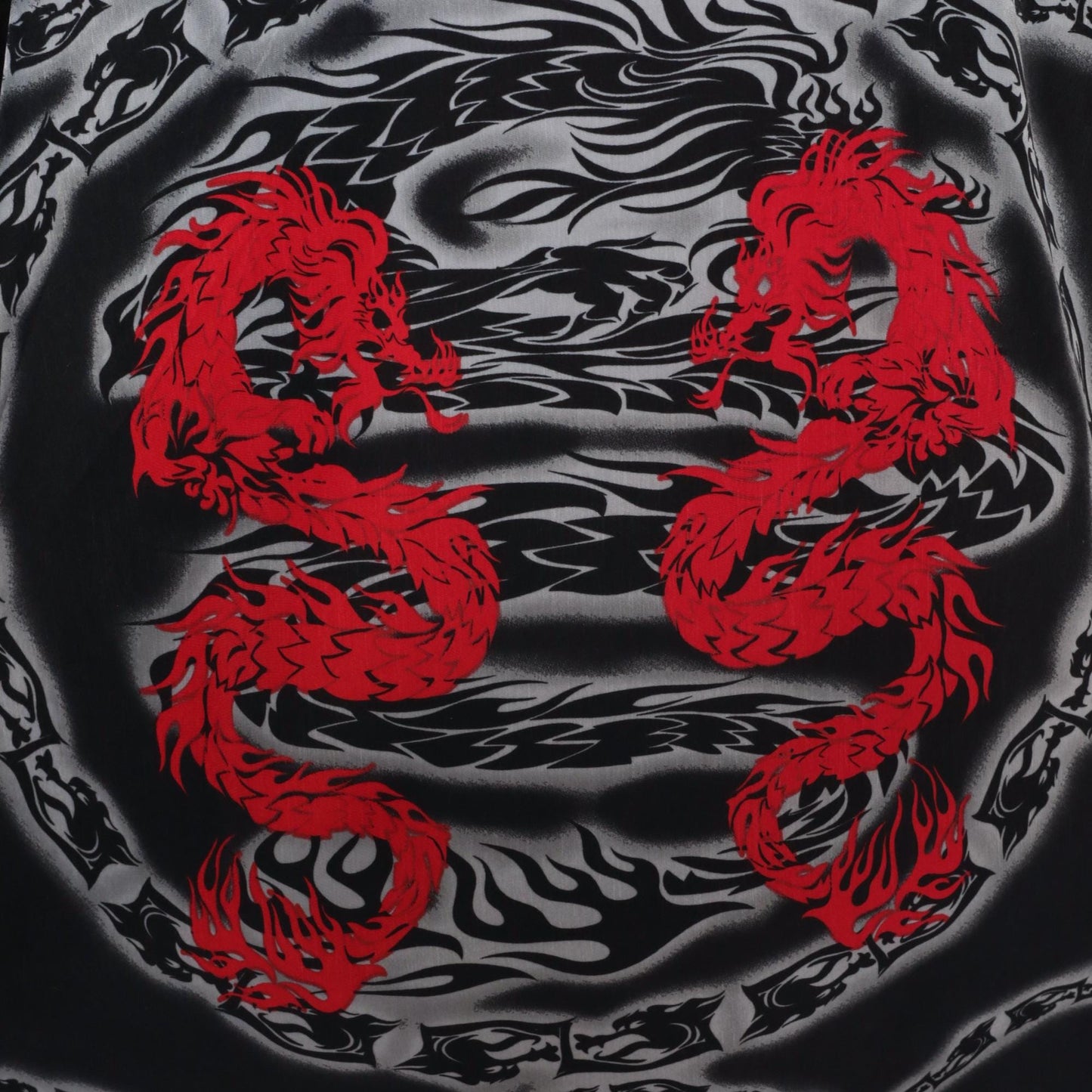 Y2K Saphire Lounge Dragon Chain Button Shirt Black Red Extra Large XL