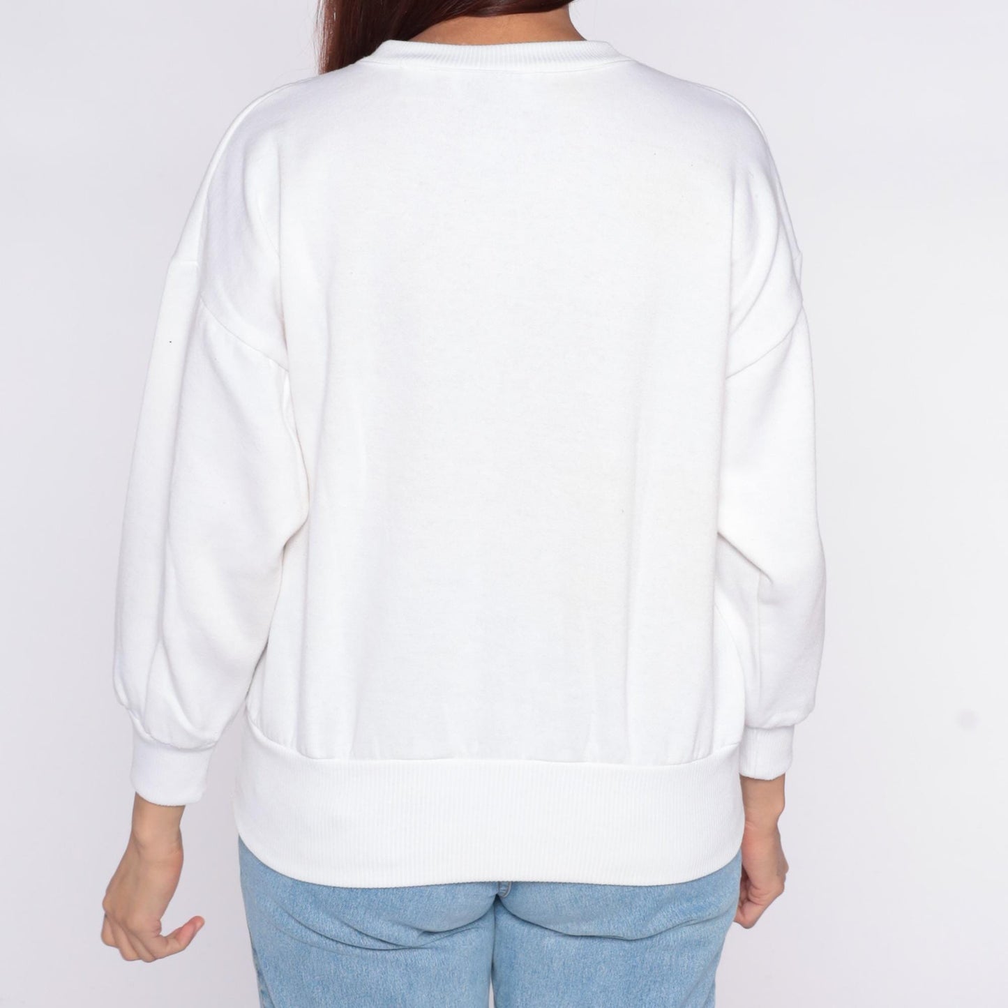 90s Cristina Ski Sweatshirt White Graphic Mountain Scene Crewneck Medium M