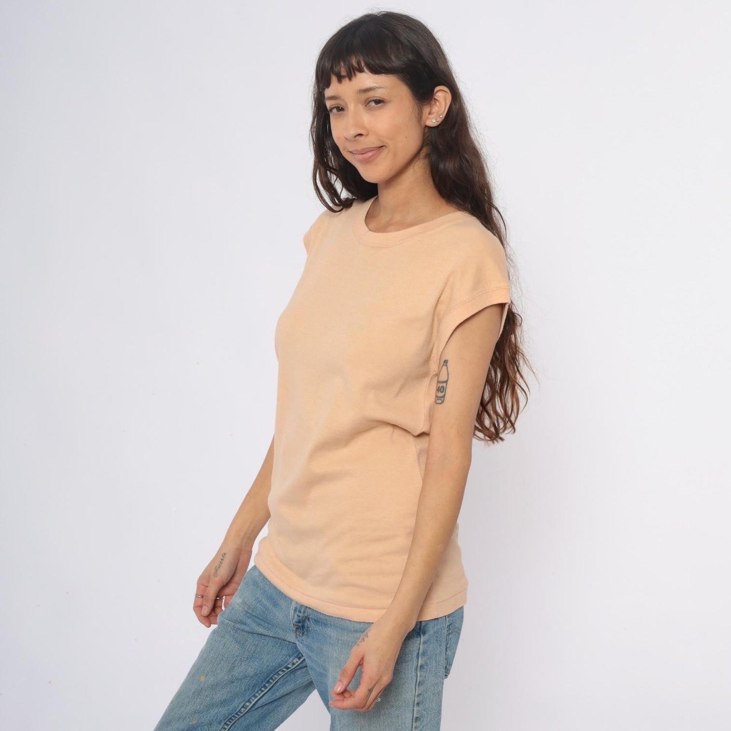 90s Coronet Casuals Tan Cap Sleeve T-Shirt Crew Neck Extra Large XL