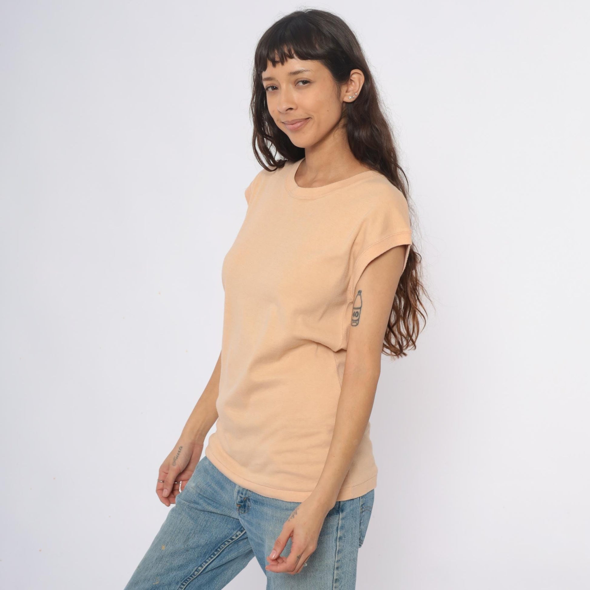 90s Coronet Casuals Tan Cap Sleeve T-Shirt Crew Neck Extra Large XL