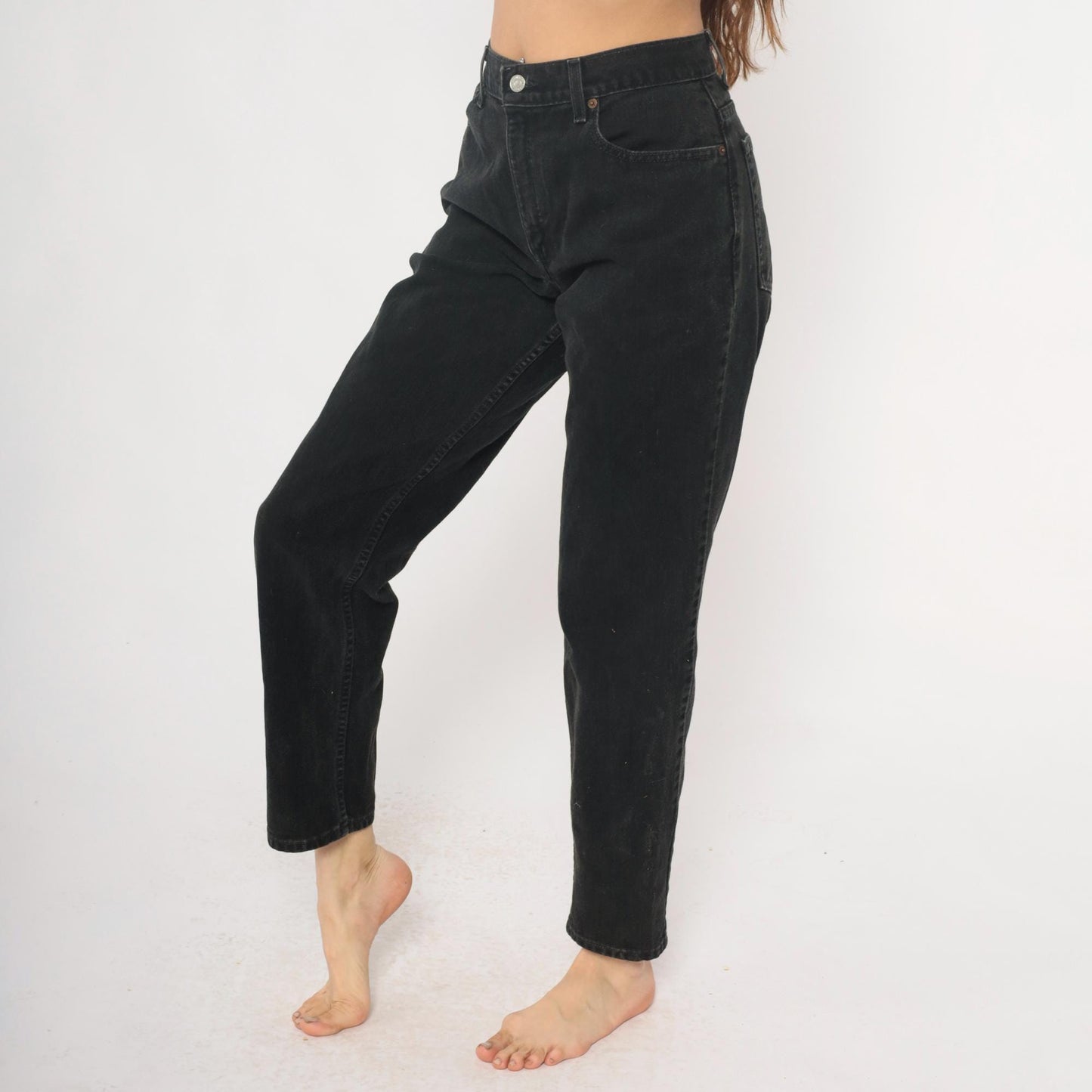 Levi's 550 Black High-Waisted Straight Leg Jeans Y2K Denim Medium