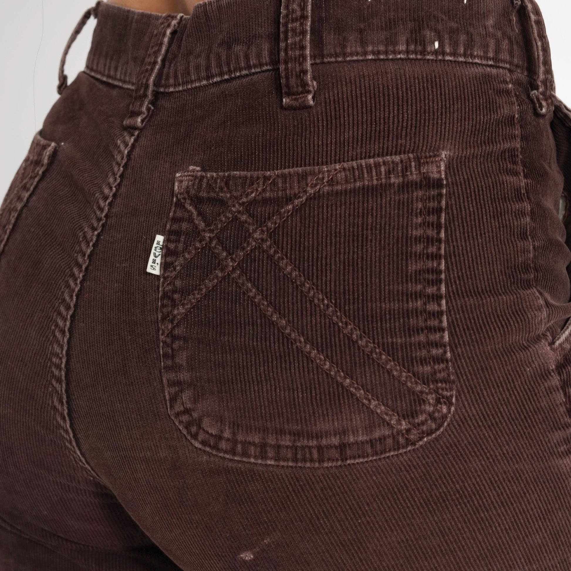 70s Levi's Brown Corduroy Bell Bottom Flared Pants High Rise Medium
