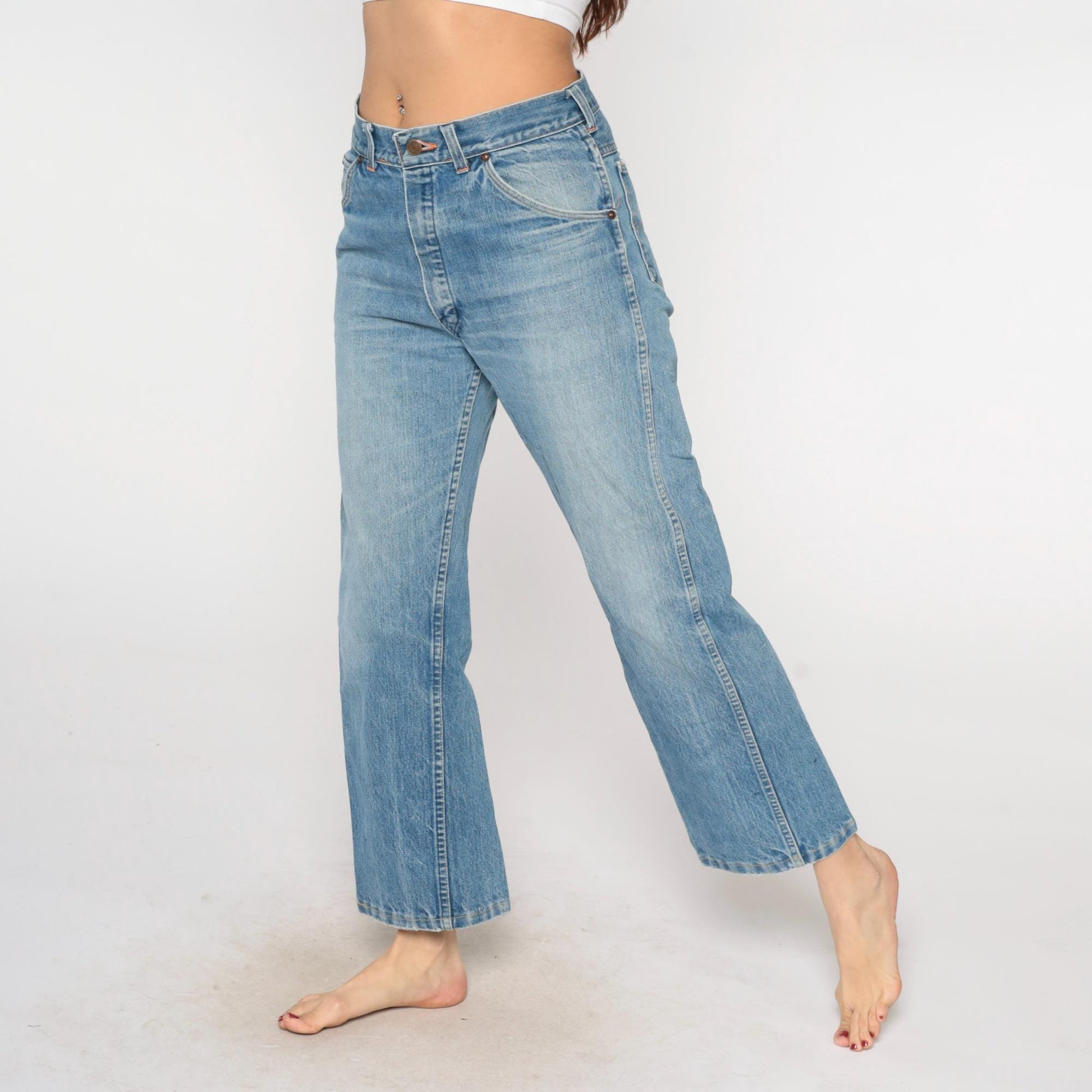 80s Gauchos Light Wash Wide Leg Jeans High Rise Cropped Denim Medium
