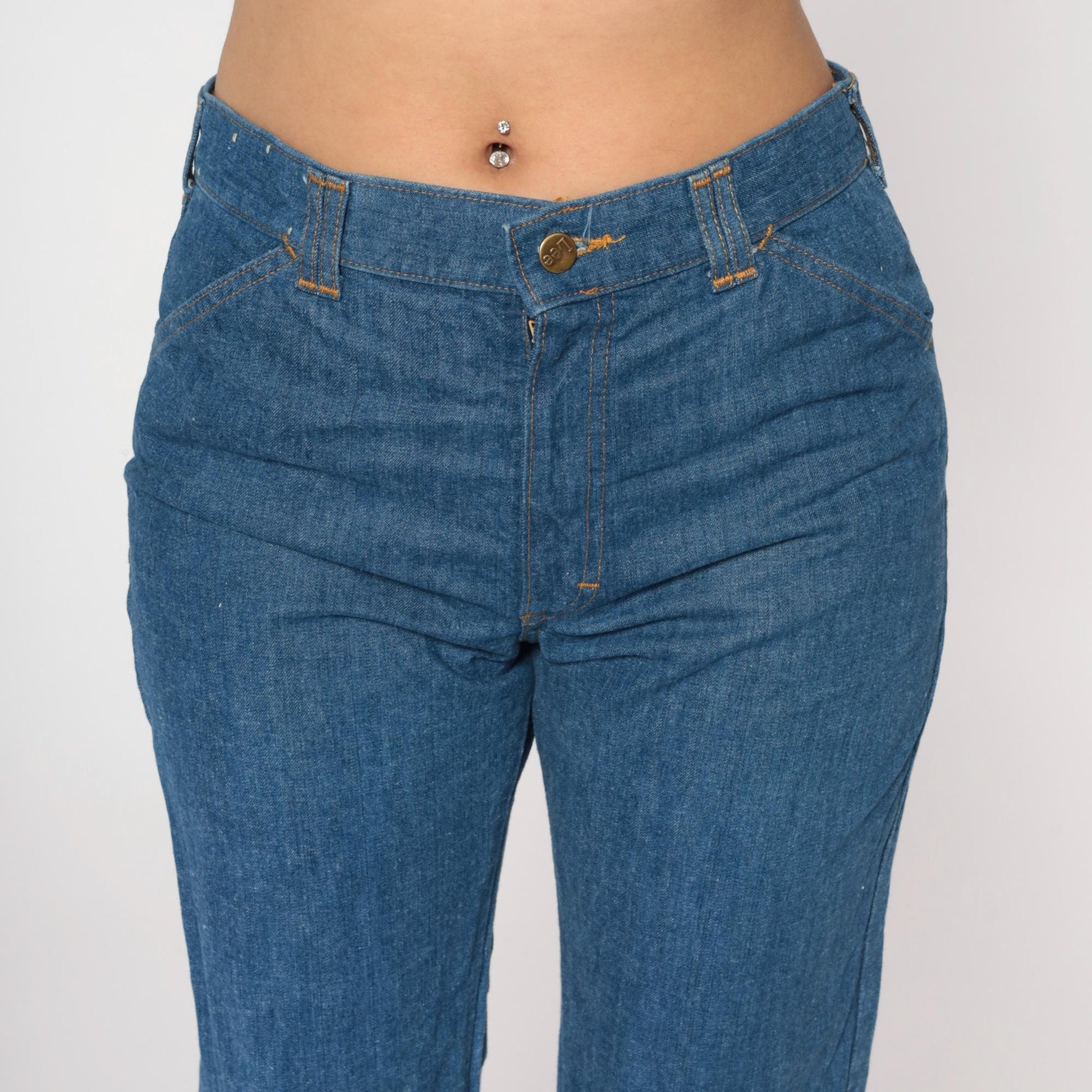 80s Lee Set High Rise Straight Leg Jeans Medium Wash Denim Medium