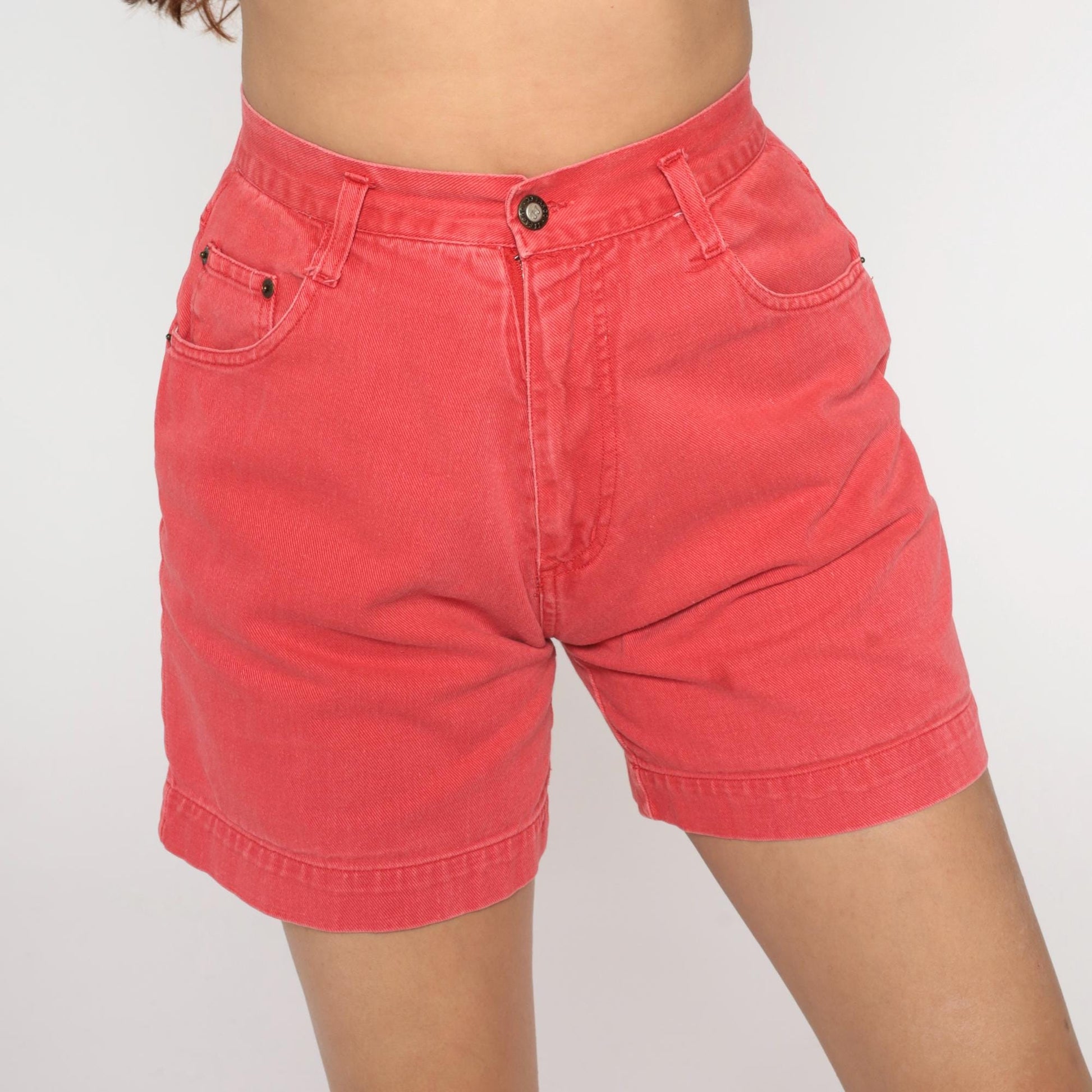 90s JJ Fargo Coral Denim Shorts High Waisted Cuffed Small