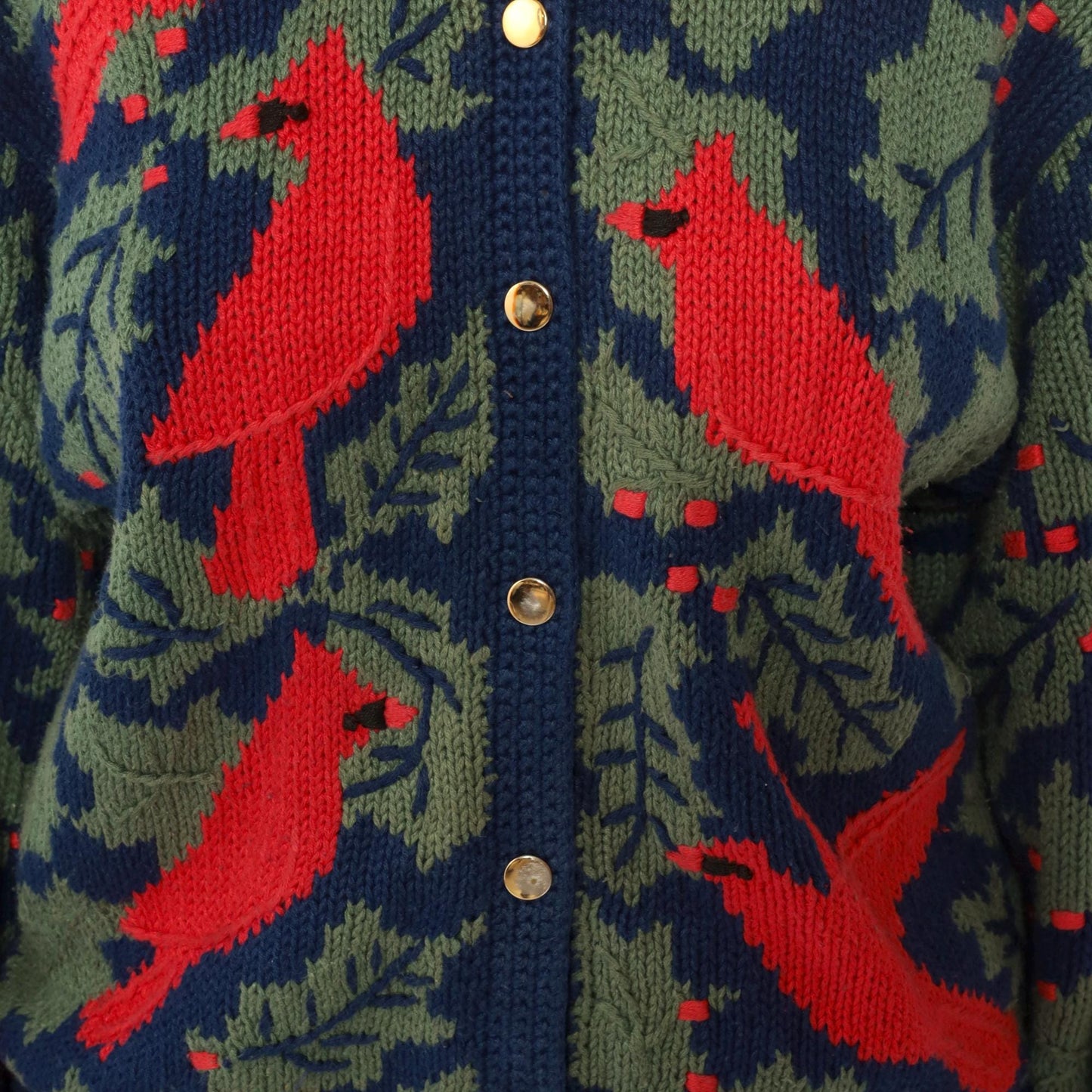 90s Orvis Cardinal Cardigan Navy Botanical Knit Large L