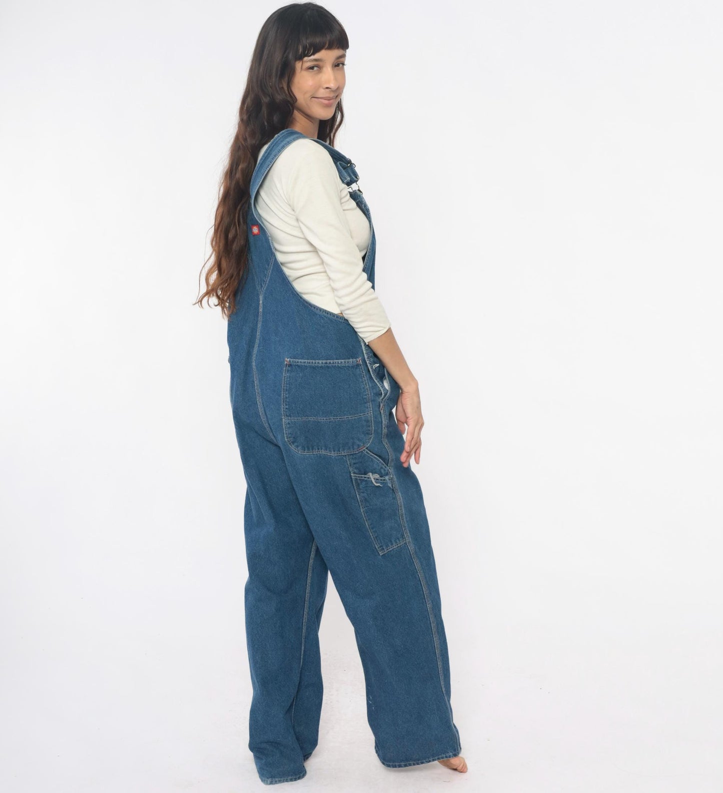 90s Dickies Denim Overalls Blue Cotton Bib Wide Leg Extra Large XL