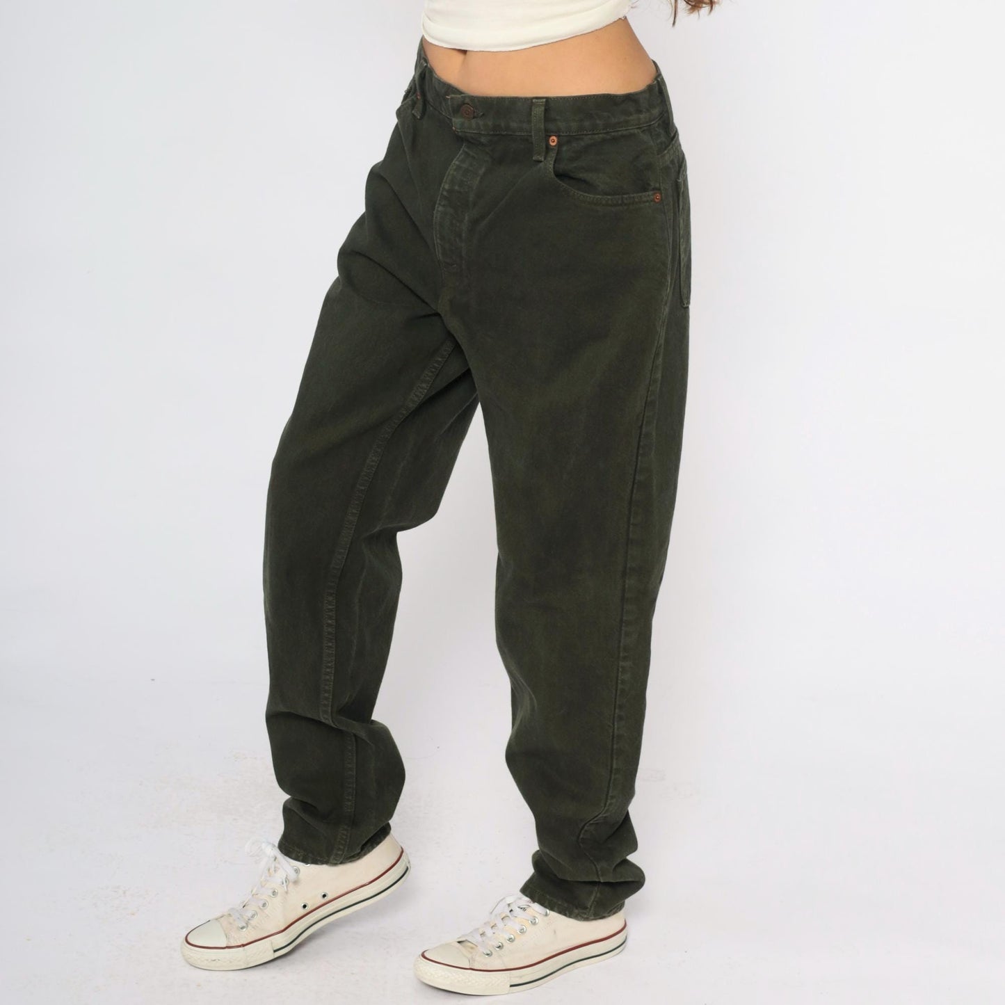 90s Levi's 551 Olive Green High Waist Straight Leg Jeans Large L