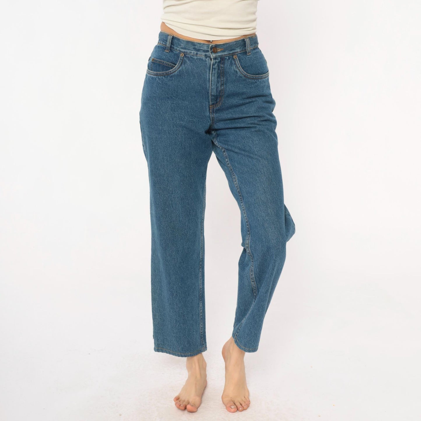 Y2K Pendleton Wide Leg Cropped Jeans High Waist Medium Blue Denim Small