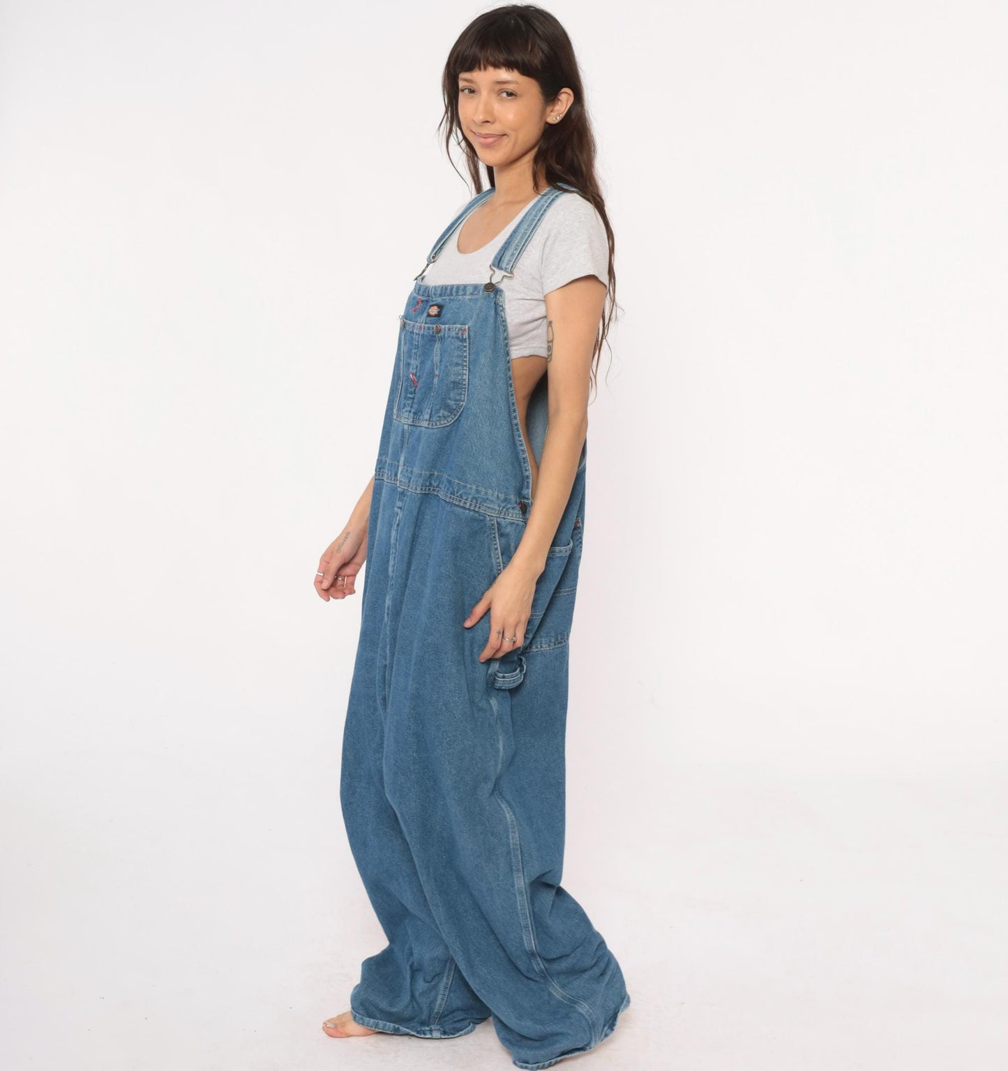 90s Dickies Denim Overalls Blue Baggy Workwear Carpenter Bib XL