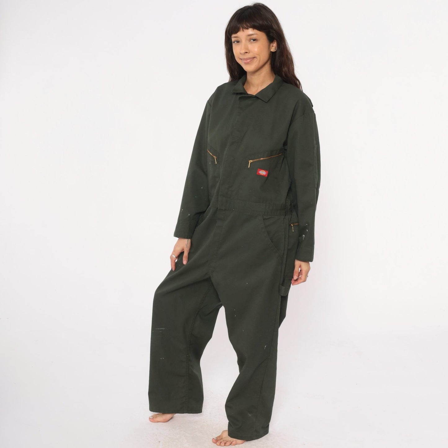 Dickies Forest Green Coveralls Zip Pocket Utility Jumpsuit Extra Large XL