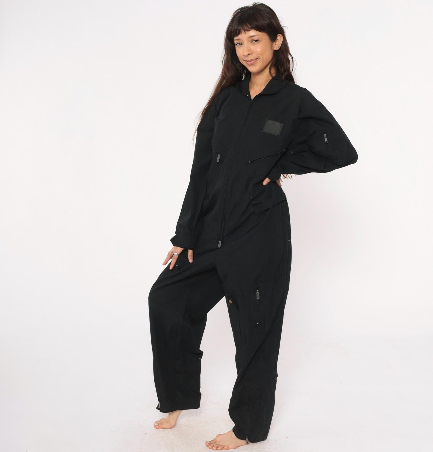 Y2K Black Roth Co Coveralls Zip Front Utilitarian Jumpsuit Medium M