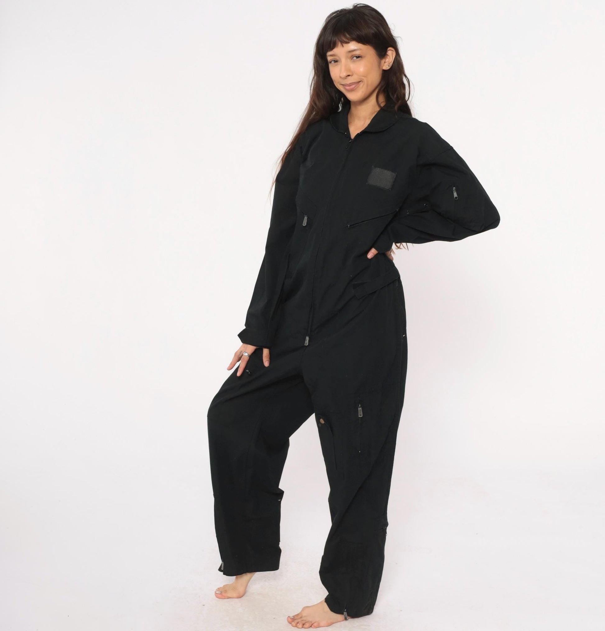 Y2K Black Roth Co Coveralls Zip Front Utilitarian Jumpsuit Medium M
