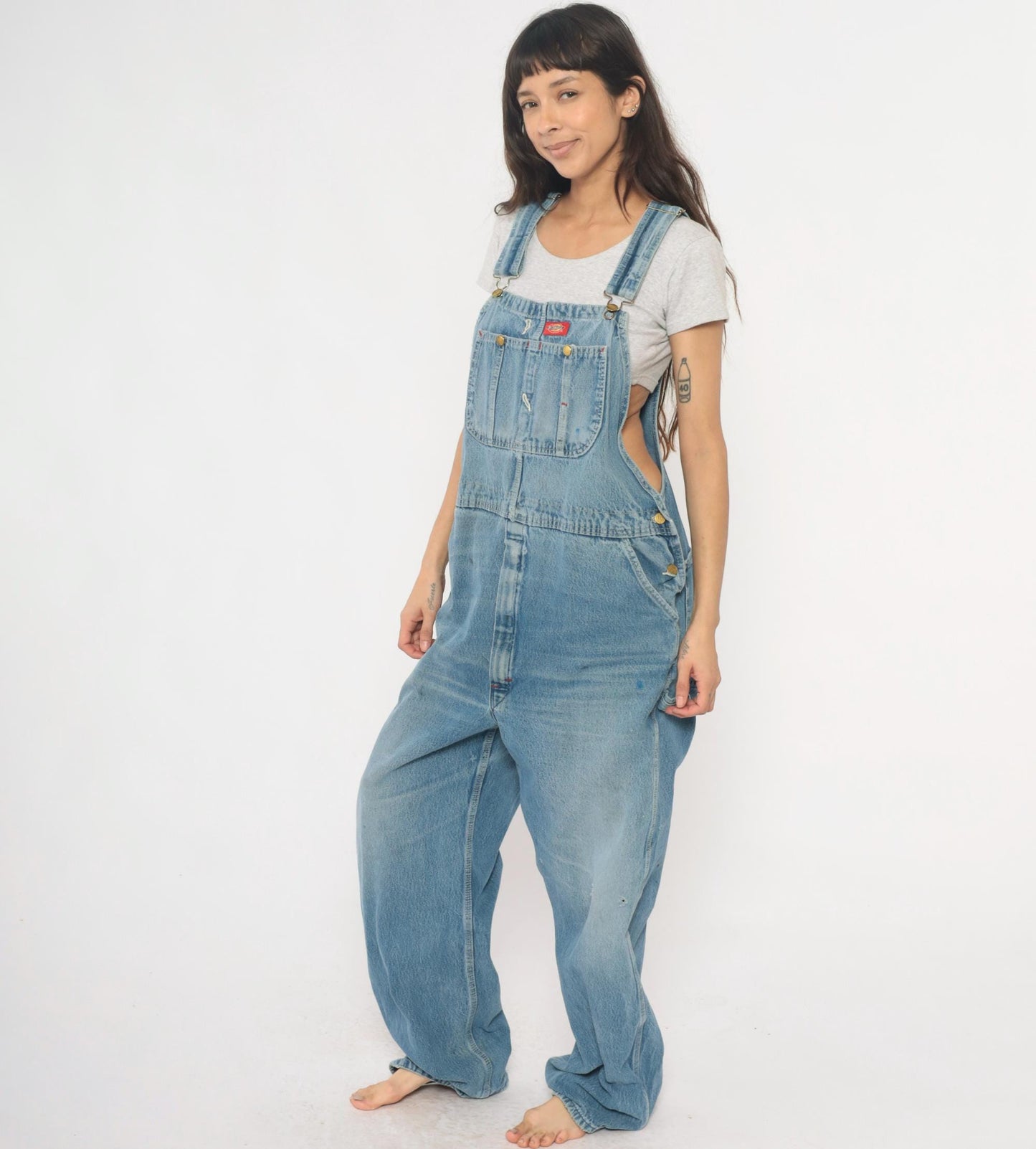Dickies Y2K Light Blue Denim Overalls Distressed Workwear Plus Size XXL