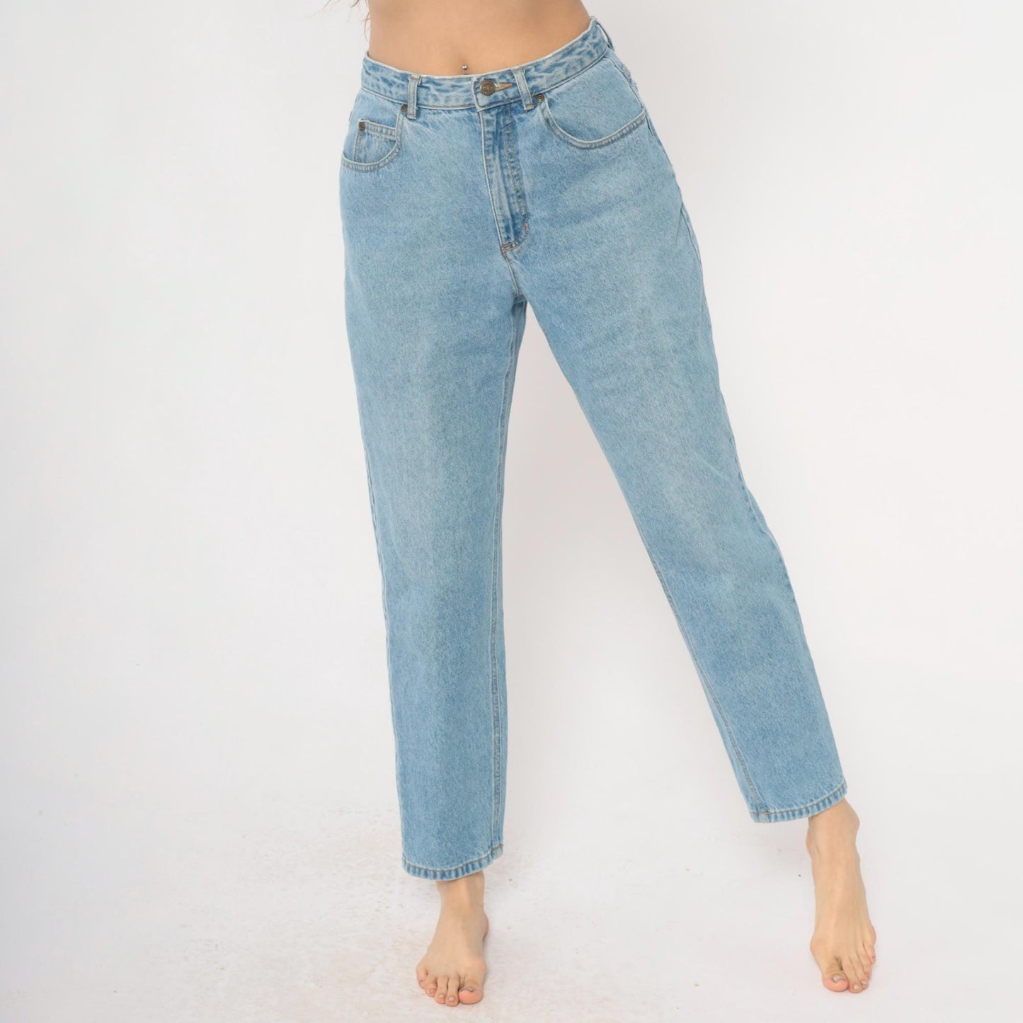 90s Liz Authentic High Waisted Jeans Light Wash Leaf Pocket Medium