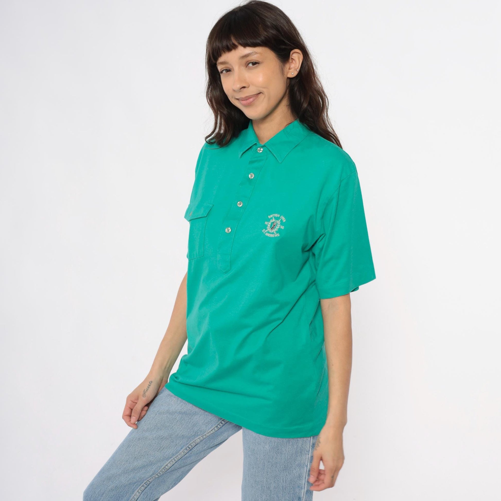 90s Sporting Choice British Open St. Andrews Golf Polo Teal Medium M