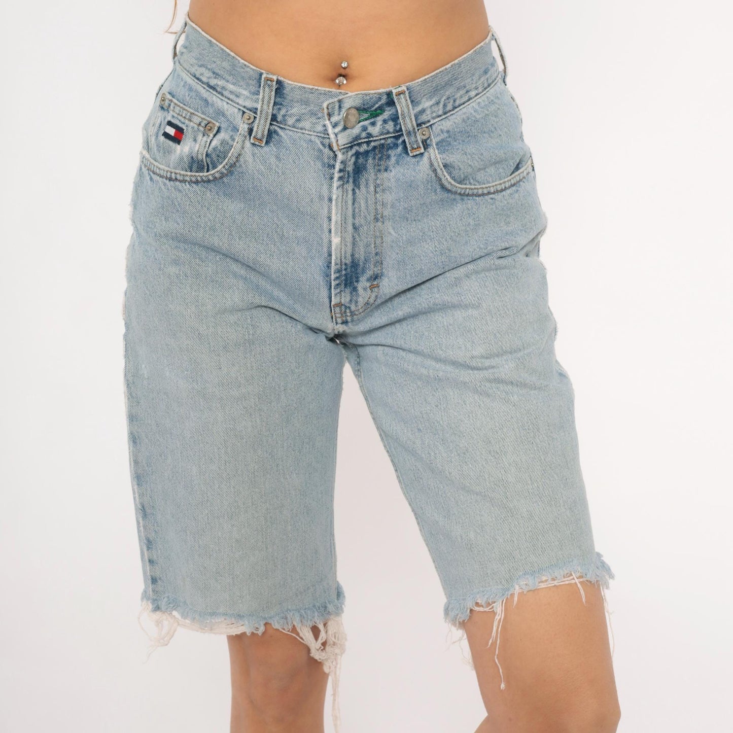 90s Tommy Hilfiger Light Wash Denim Bermuda Shorts High Rise Small S