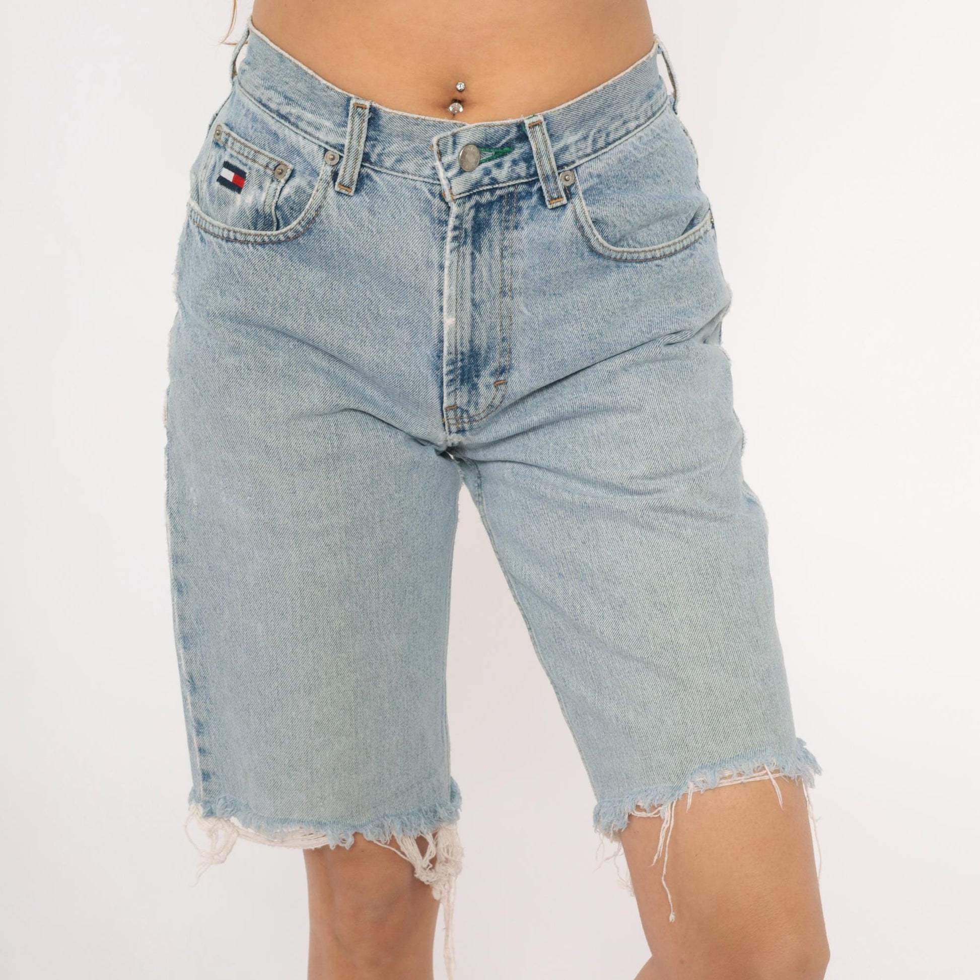 90s Tommy Hilfiger Light Wash Denim Bermuda Shorts High Rise Small S